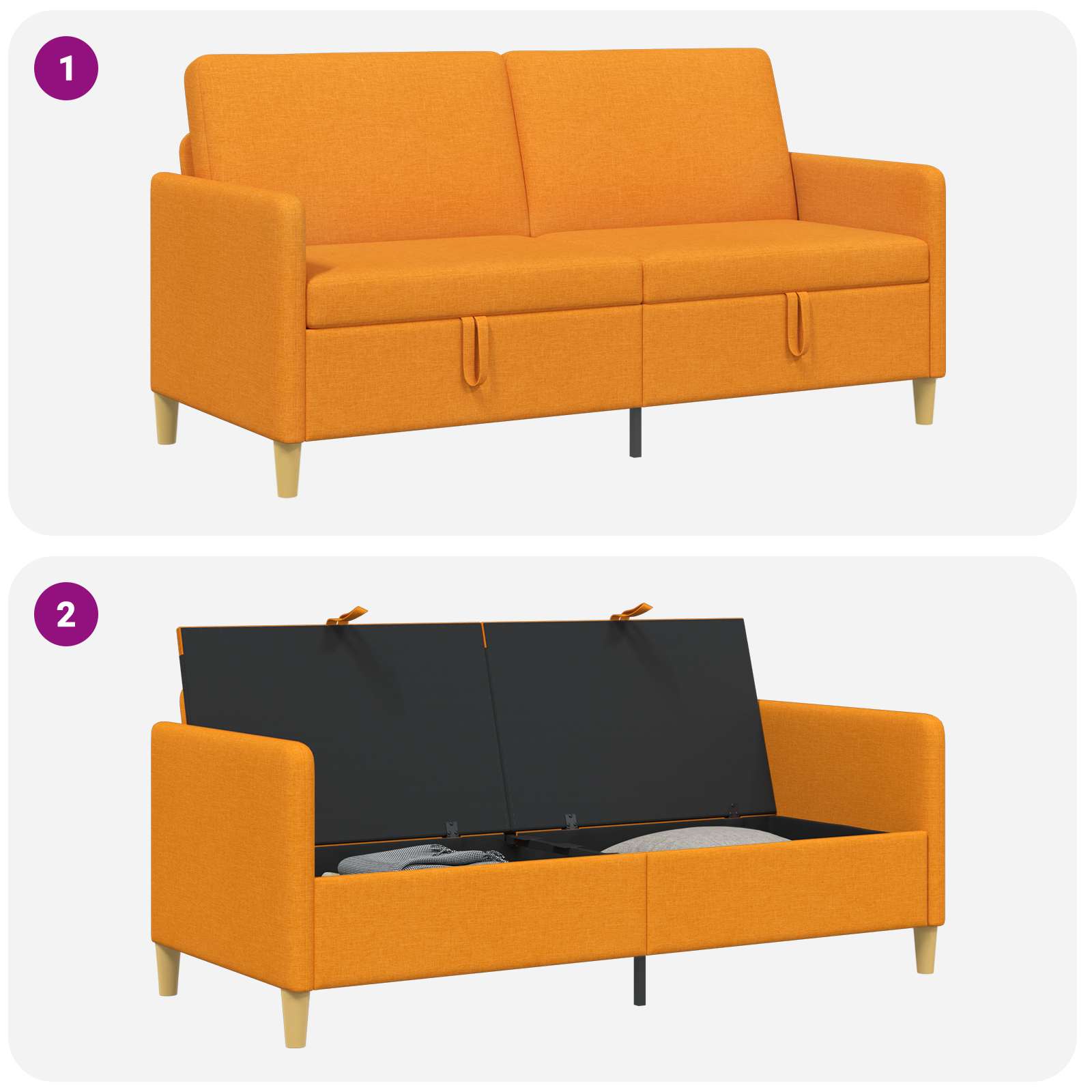 Sofa s pohranom Tamno žuta 172 x 78 x 87 cm Poliester