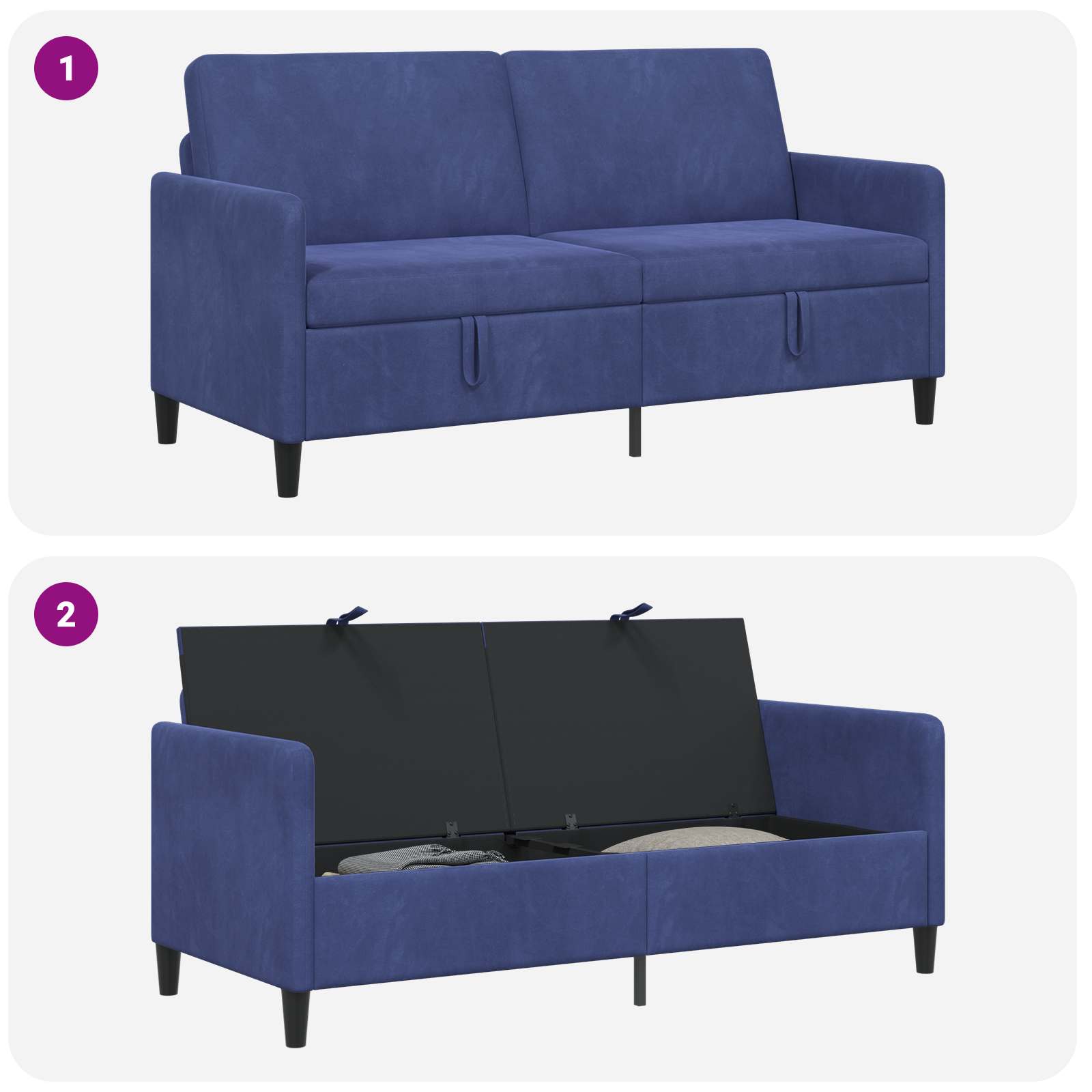 Sofa s pohranom Policijska plava 172 x 78 x 87 cm Poliester