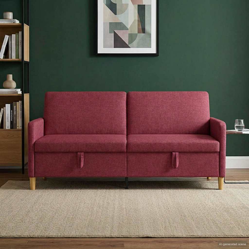 Sofa s pohranom Vinska crvena 192 x 78 x 87 cm Poliester