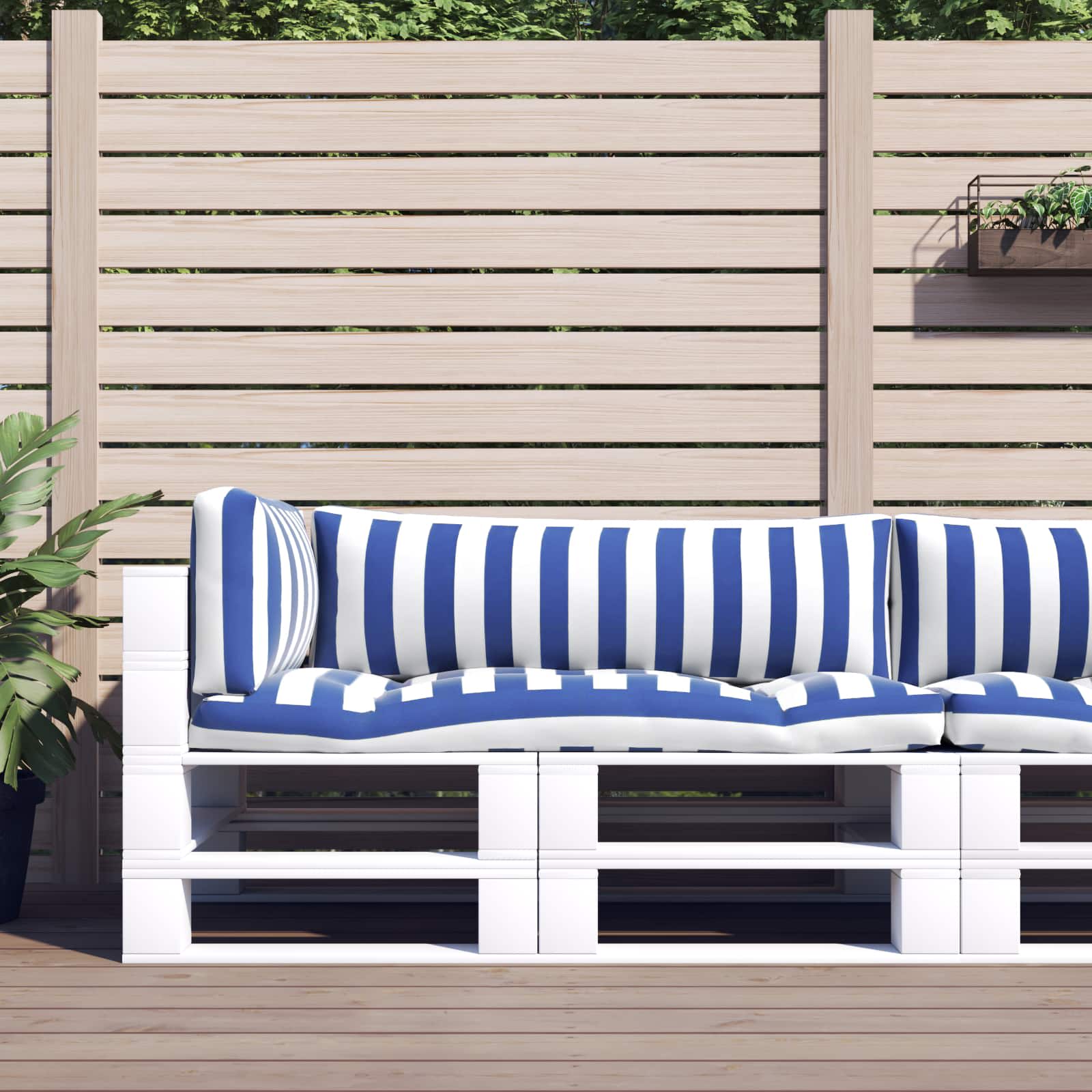 Jastučić za van 3 pcs Plava i bijela 103 x 58 x 10 cm Tkanina