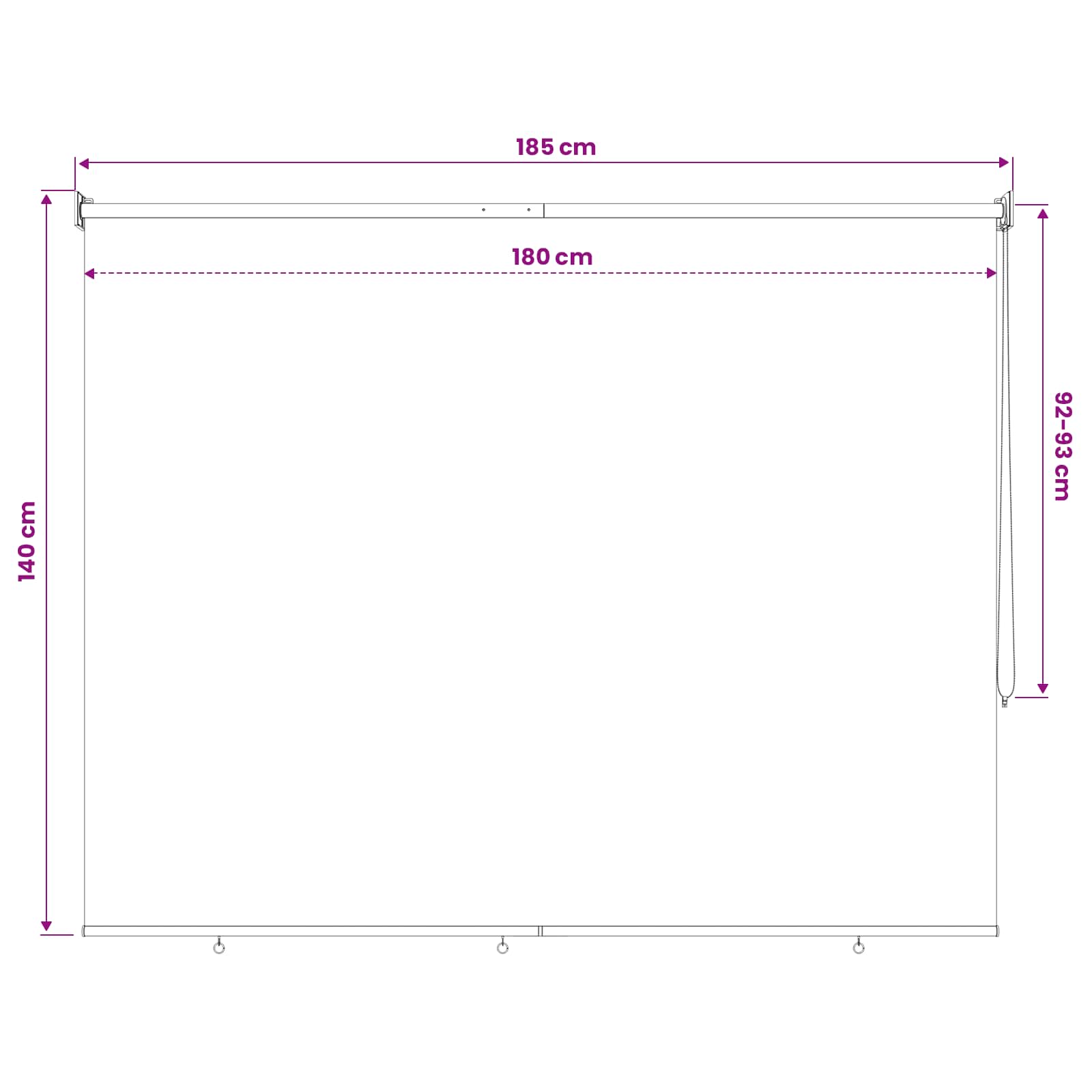 Roleta zaštita od UV zračenja Bijela 180 x 140 cm Poliester