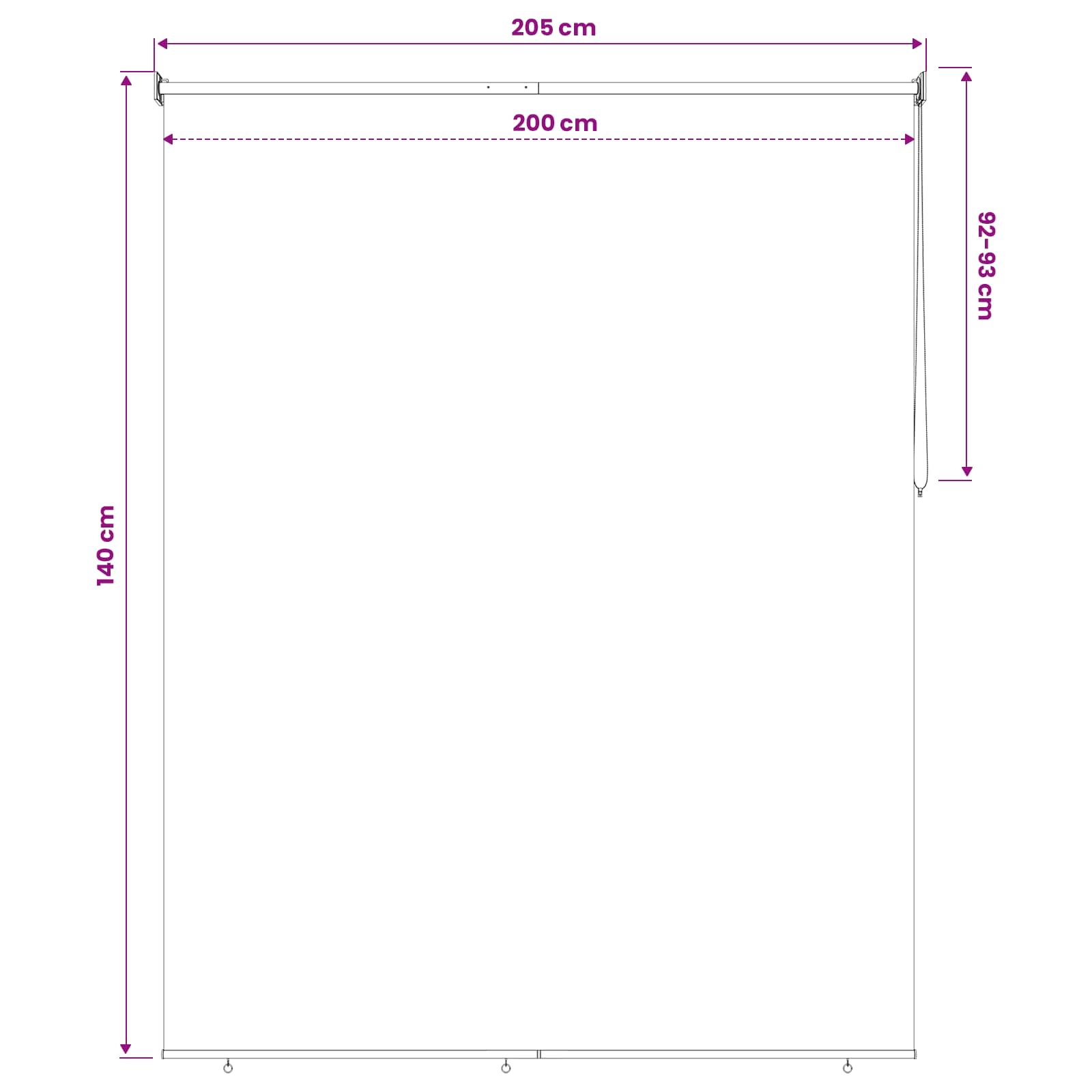 Roleta zaštita od UV zračenja Bijela 200 x 140 cm Poliester
