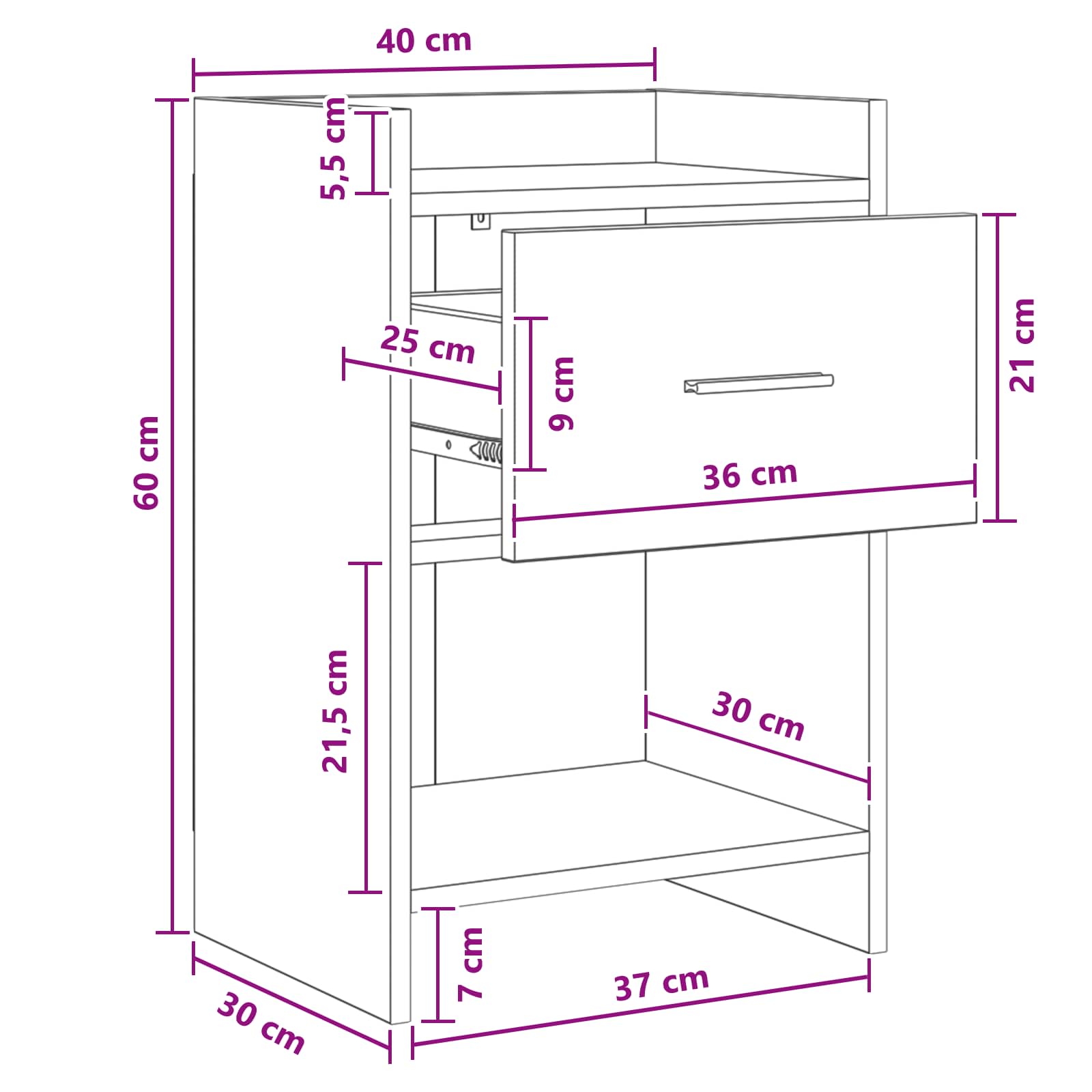Noćni ormarići 2 pcs Dimljeni hrast 40 x 30 x 60 cm