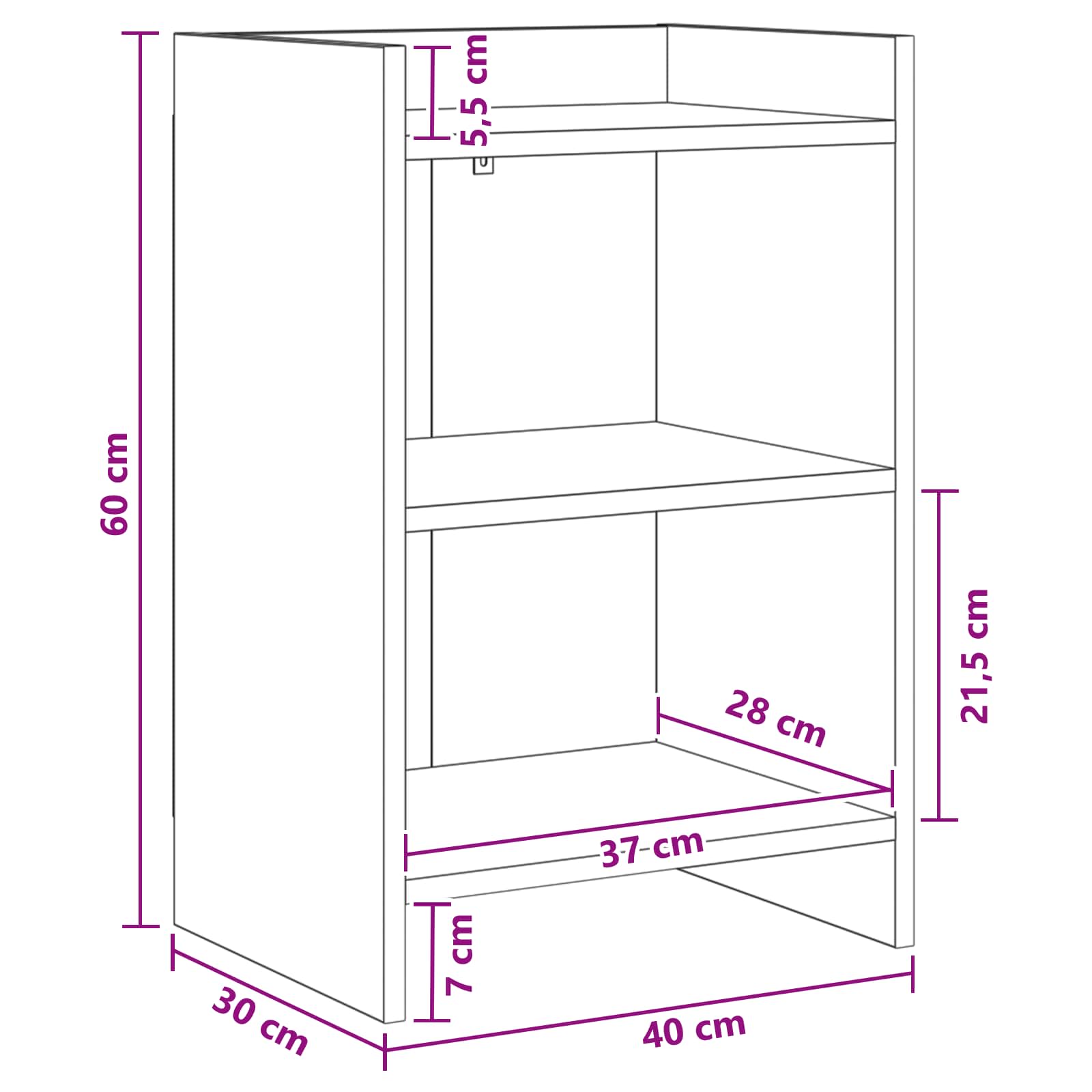 Noćni ormarići 2 pcs Bijela 40 x 30 x 60 cm Konstruirano drvo