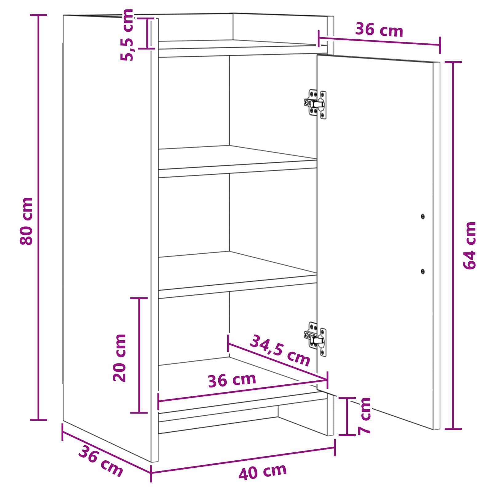 Kreveta Crni hrast 40 x 36 x 80 cm Konstruirano drvo