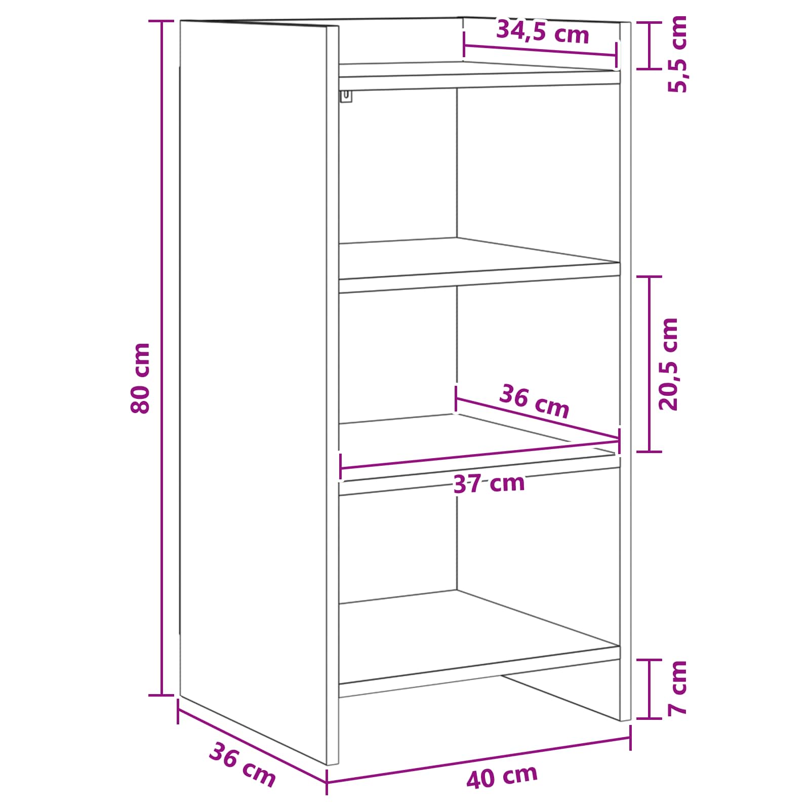 Kreveta Siva Sonoma 40 x 36 x 80 cm Konstruirano drvo