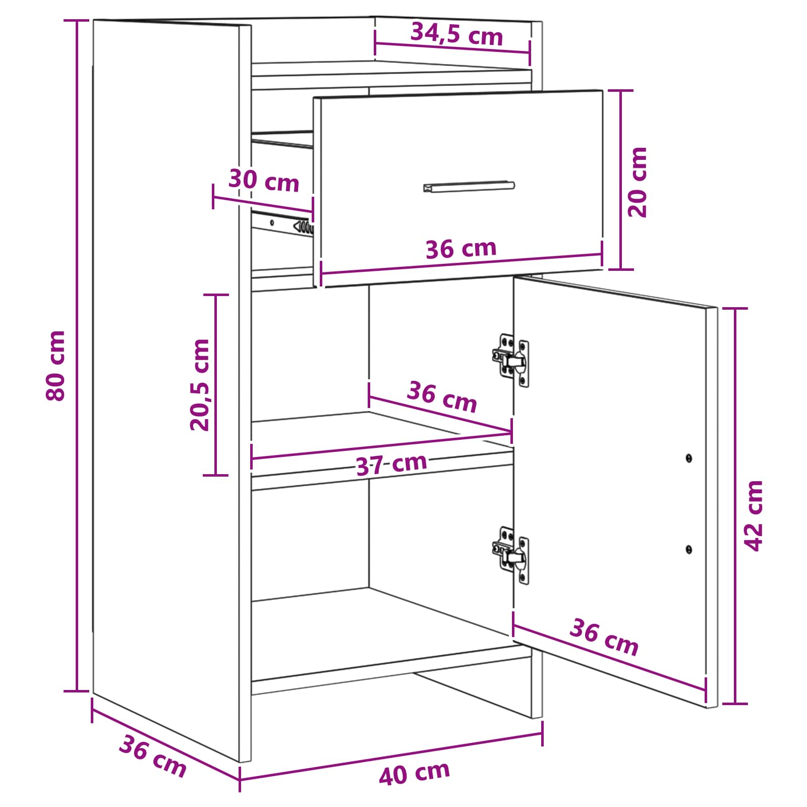 Kreveta Crni hrast 40 x 36 x 80 cm Konstruirano drvo