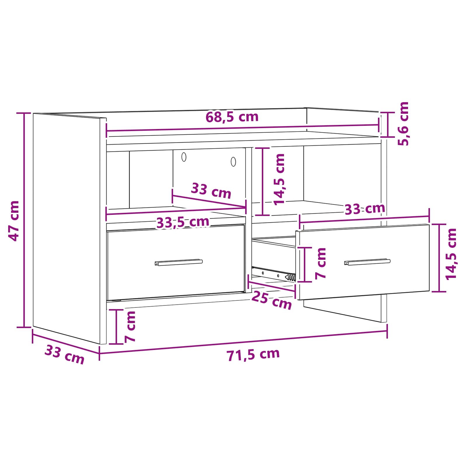 TV ormar 71,5 x 33 x 47 cm Crni hrast Konstruirano drvo