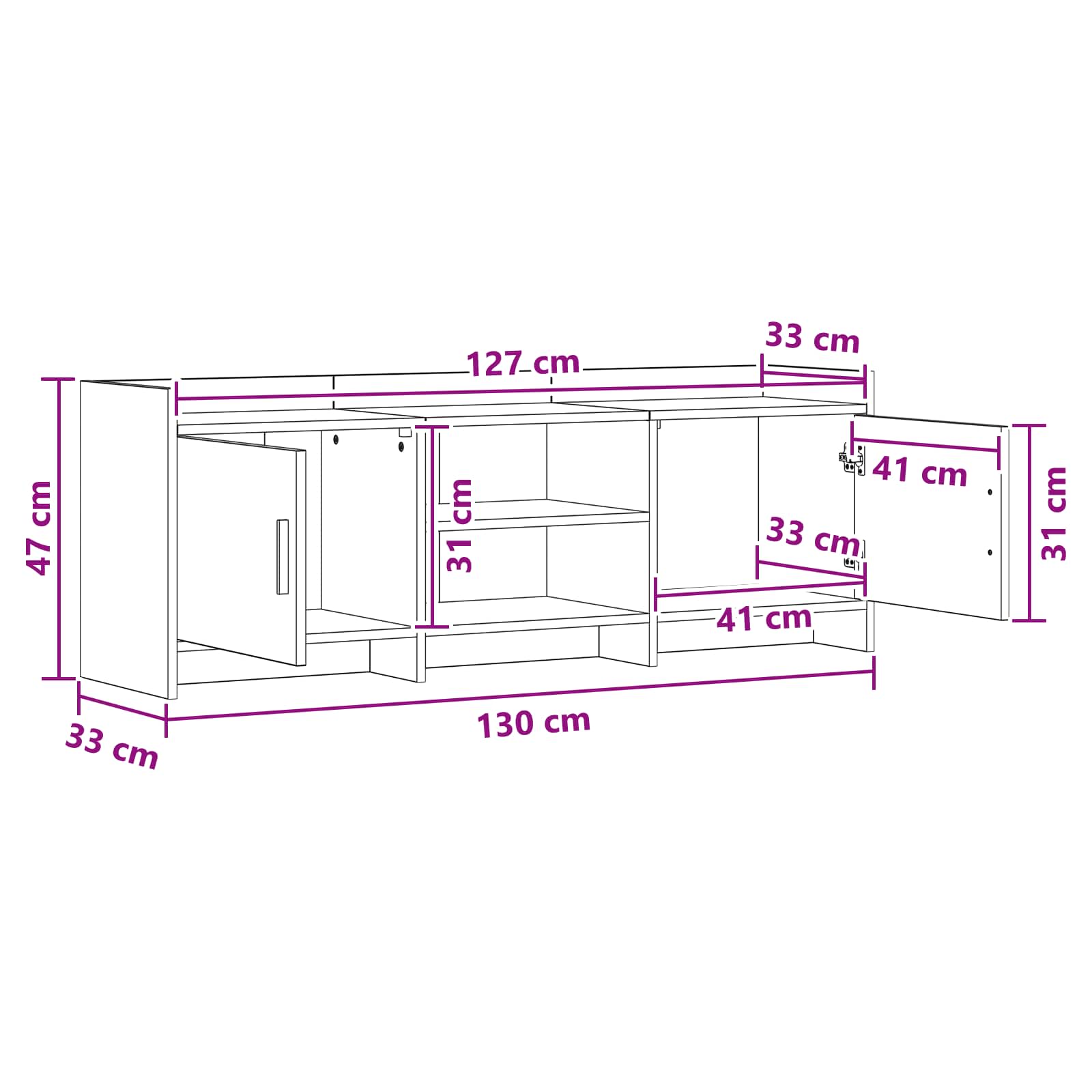 TV ormar 130 x 33 x 47 cm Dimljeni hrast Konstruirano drvo