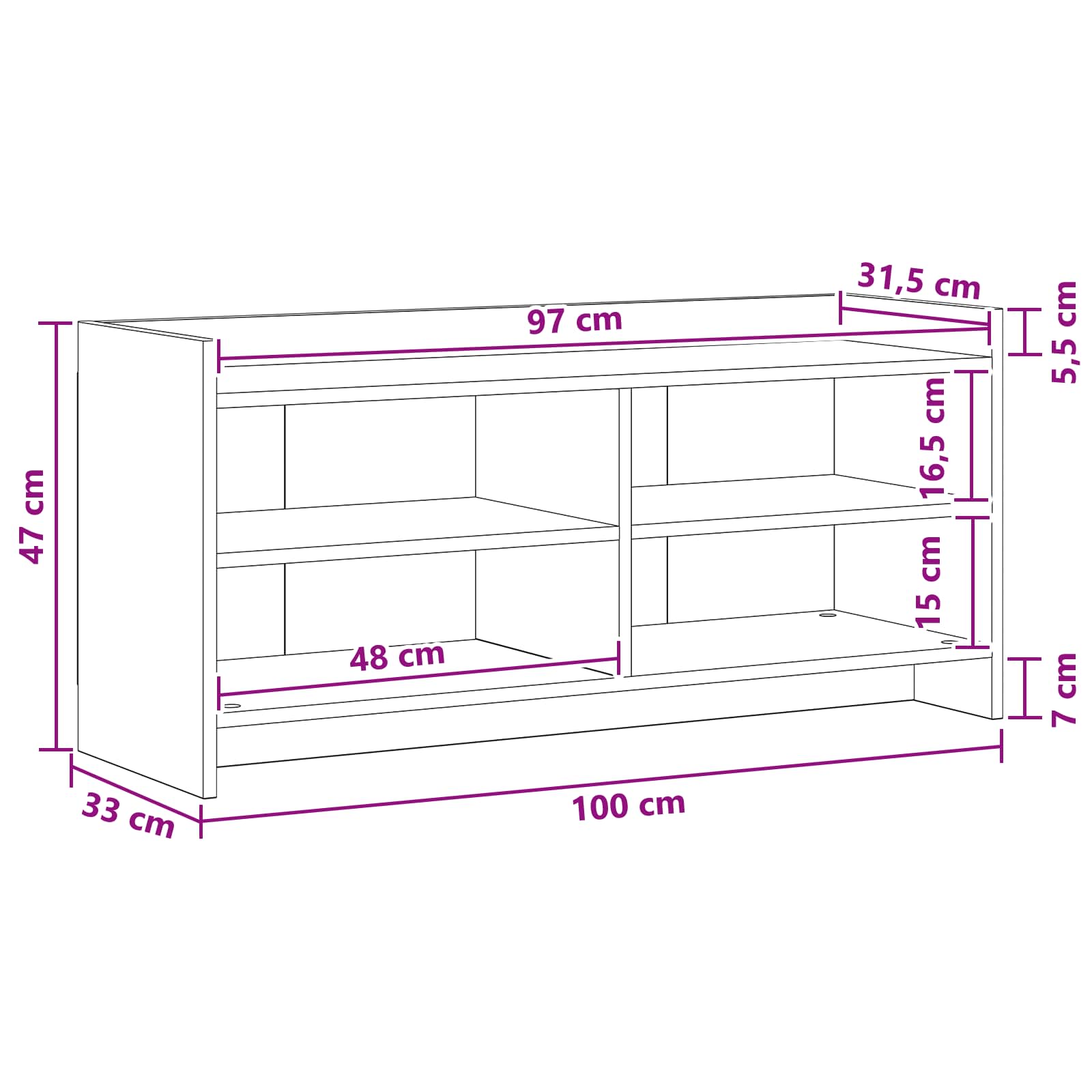 TV ormar 100 x 33 x 47 cm Betonska siva Konstruirano drvo