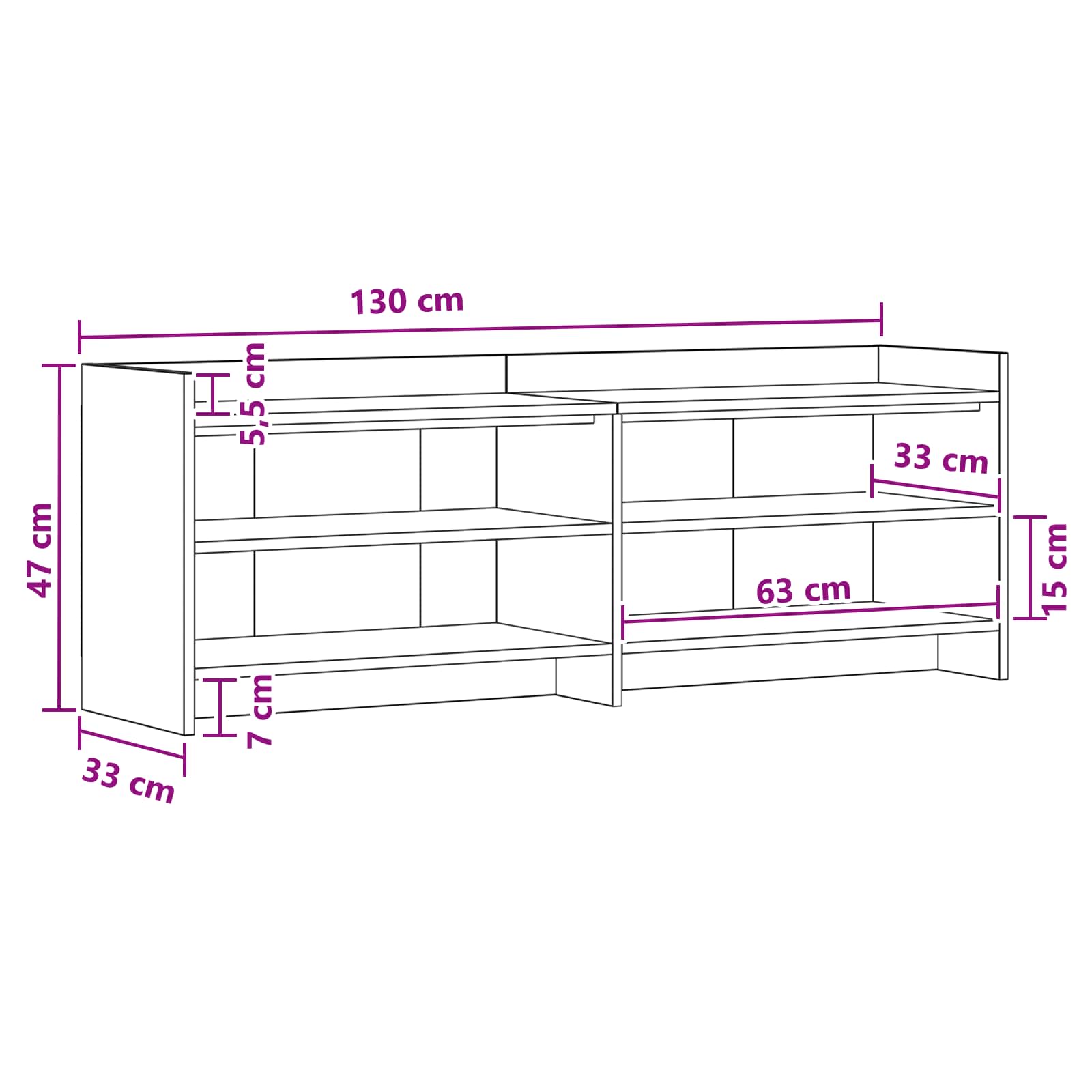 TV ormar 135 x 33 x 47 cm Crni hrast Konstruirano drvo
