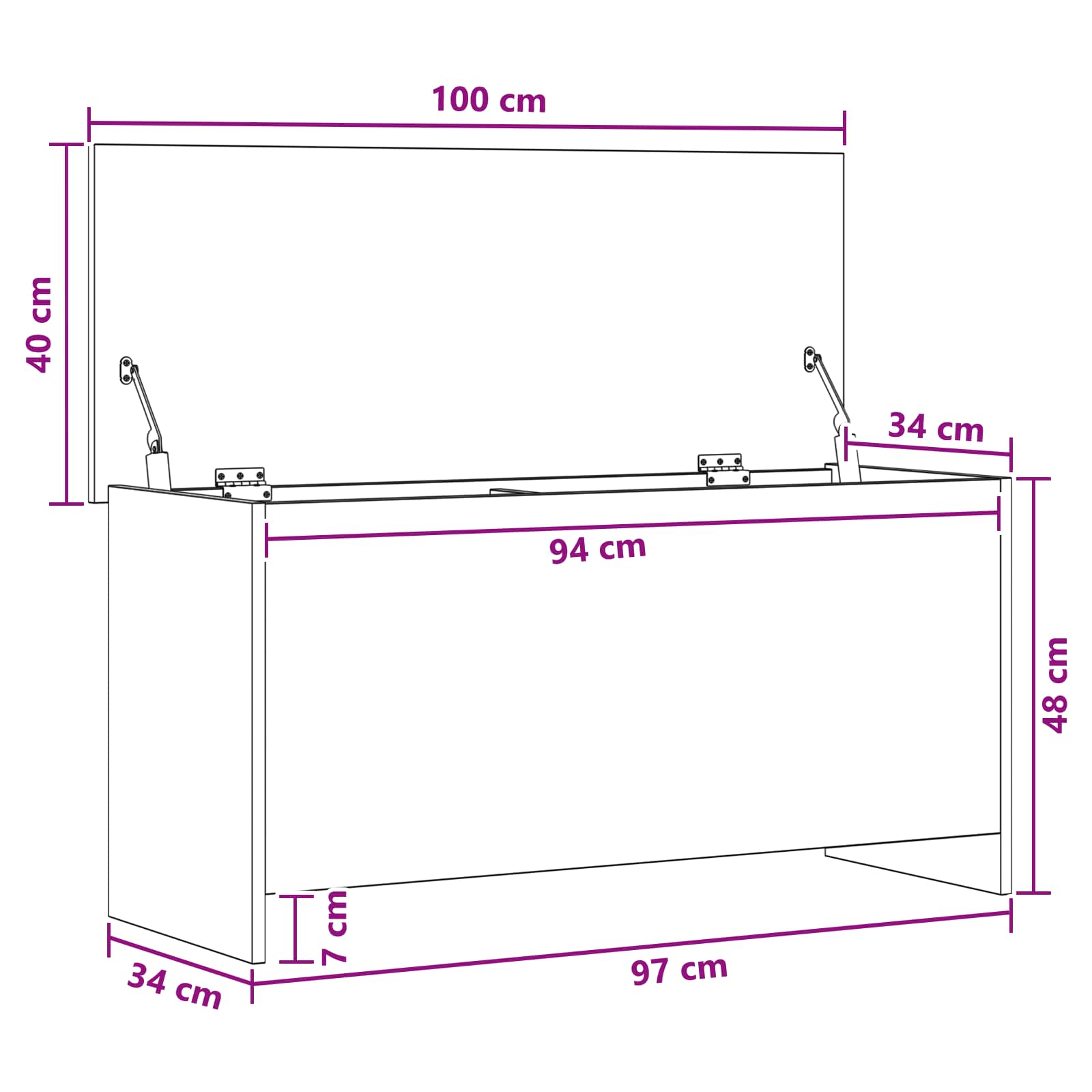 Skladišni kovčeg s pohranom Dimljeni hrast 100 x 40 x 50 cm