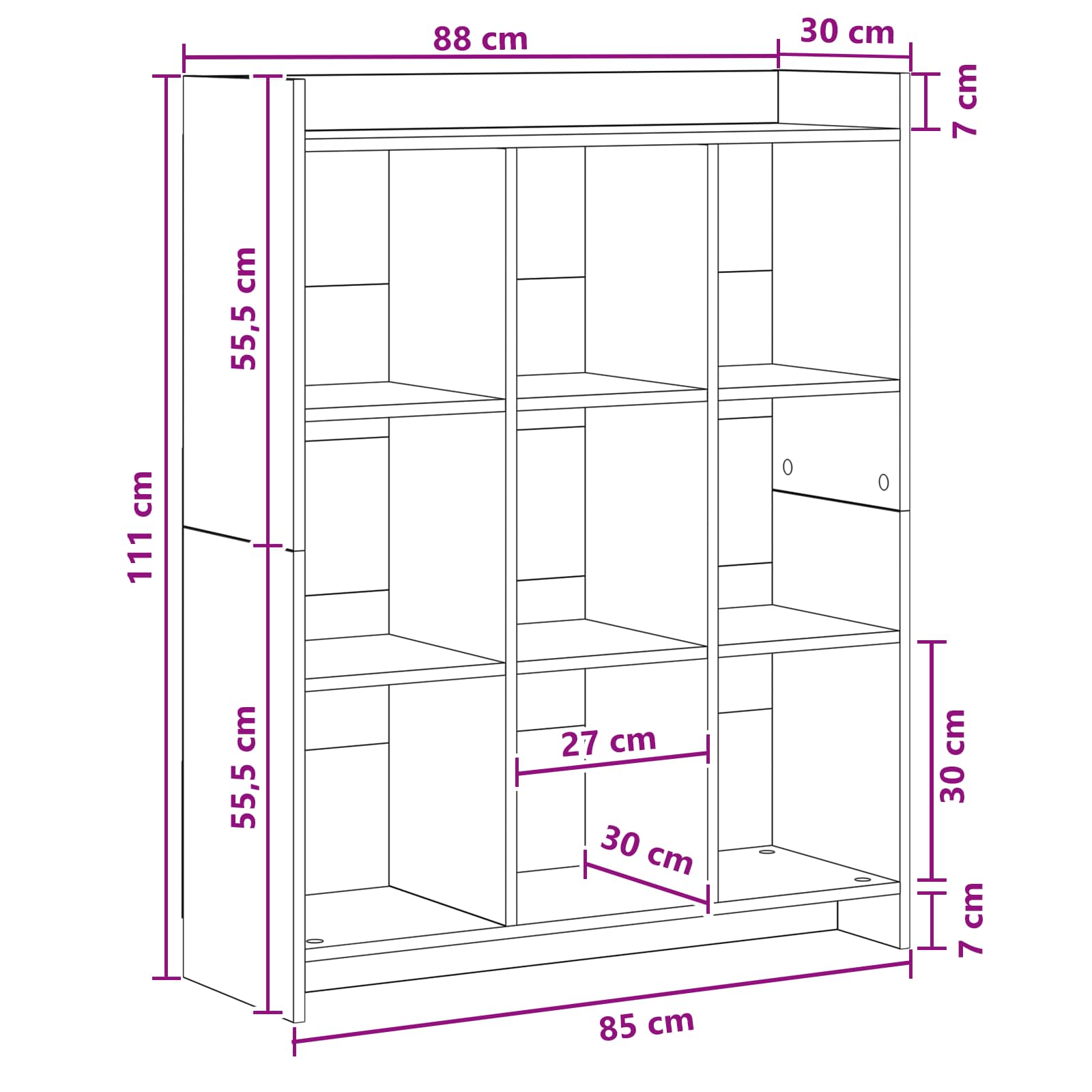 Police za knjige Bijela 87,5 x 30 x 111 cm Konstruirano drvo