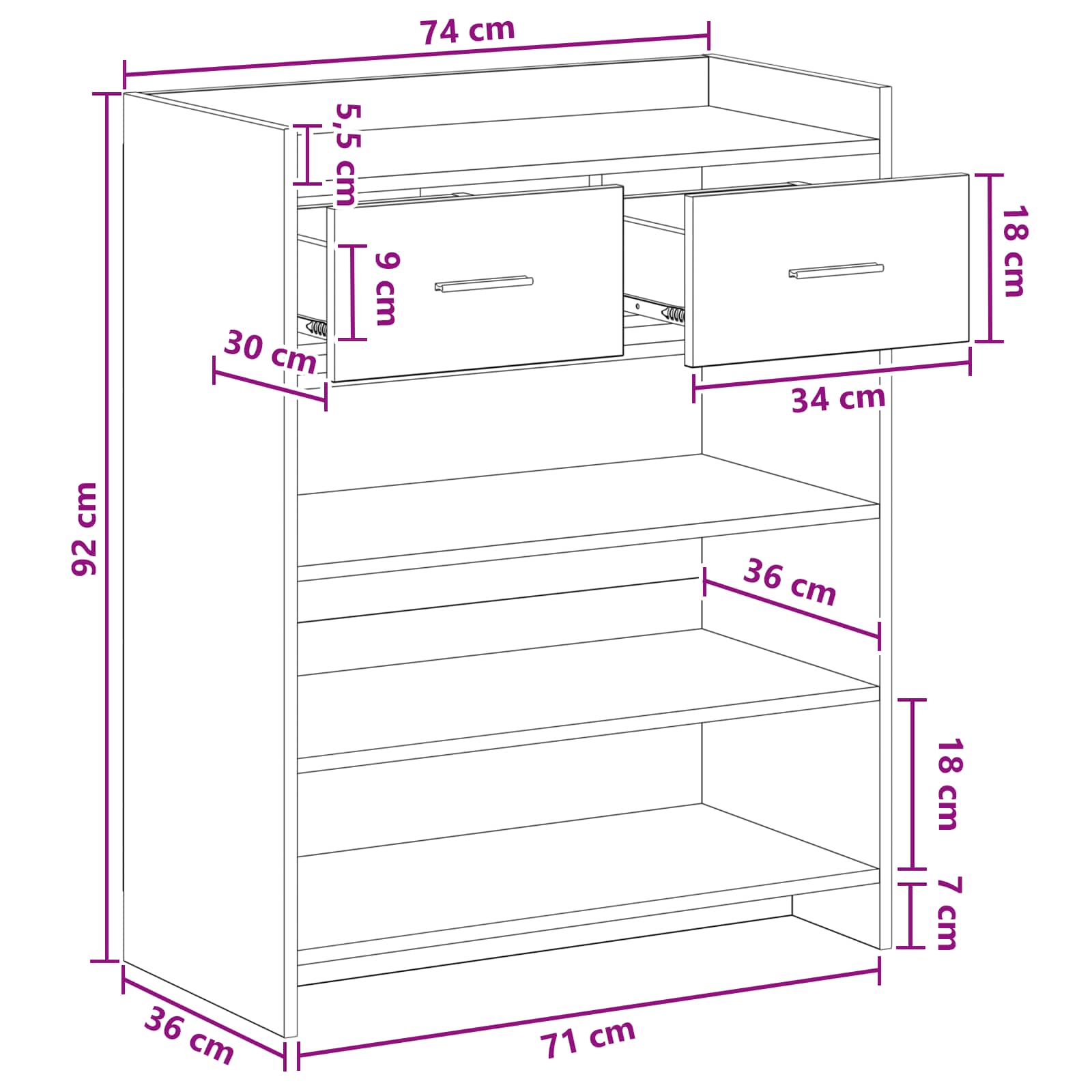 Ormar za cipele Siva Sonoma 73,5 x 36 x 92 cm Konstruirano drvo