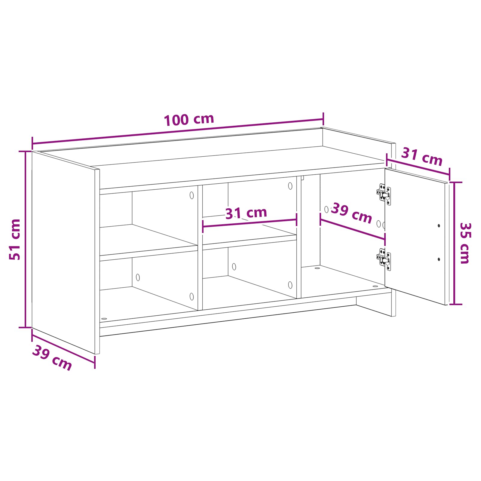 Ormar za cipele Bijela 100 x 39,5 x 51 cm Konstruirano drvo