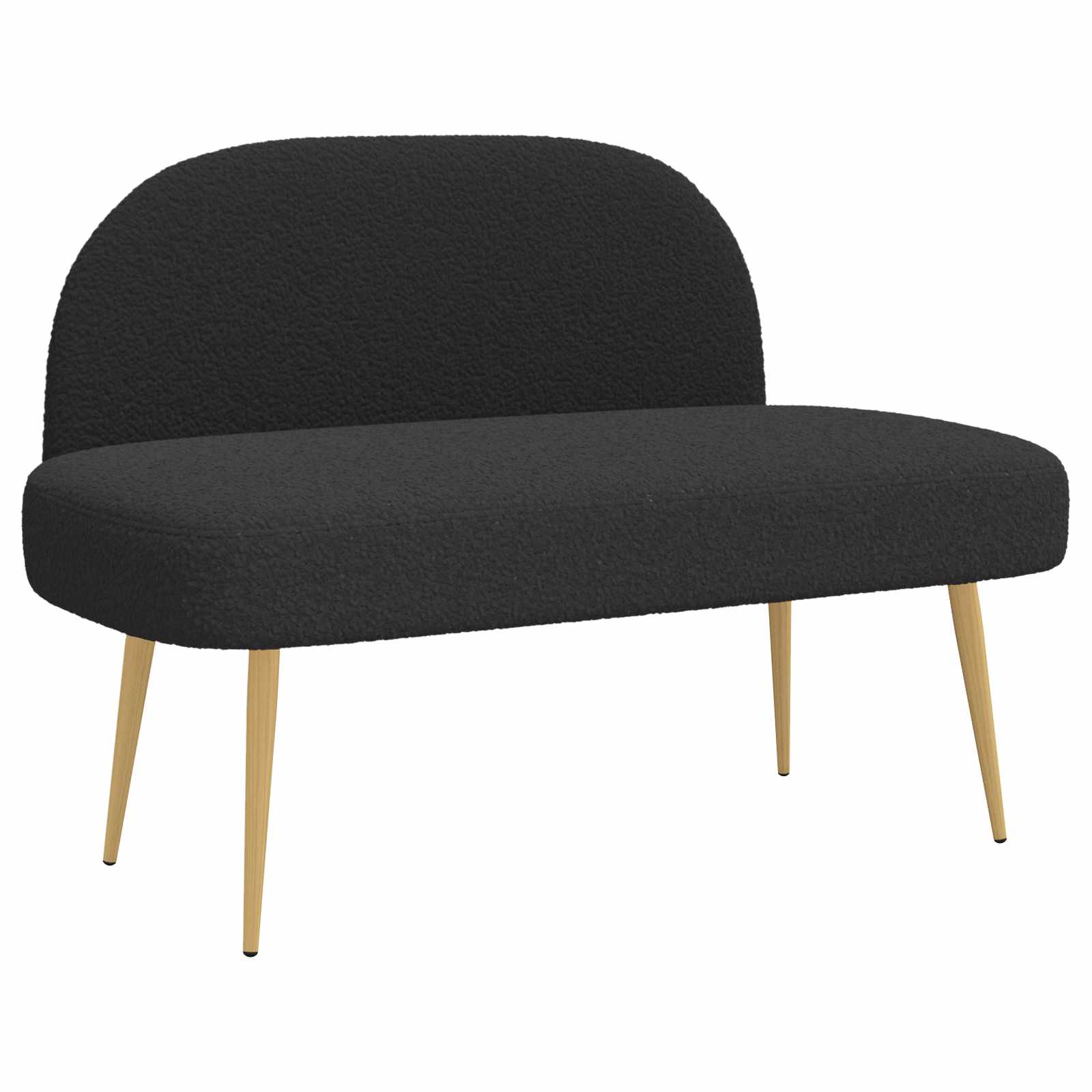 Oblikovana klupa s naslonjačem Crna 110 x 60 x 76 cm Bouclé