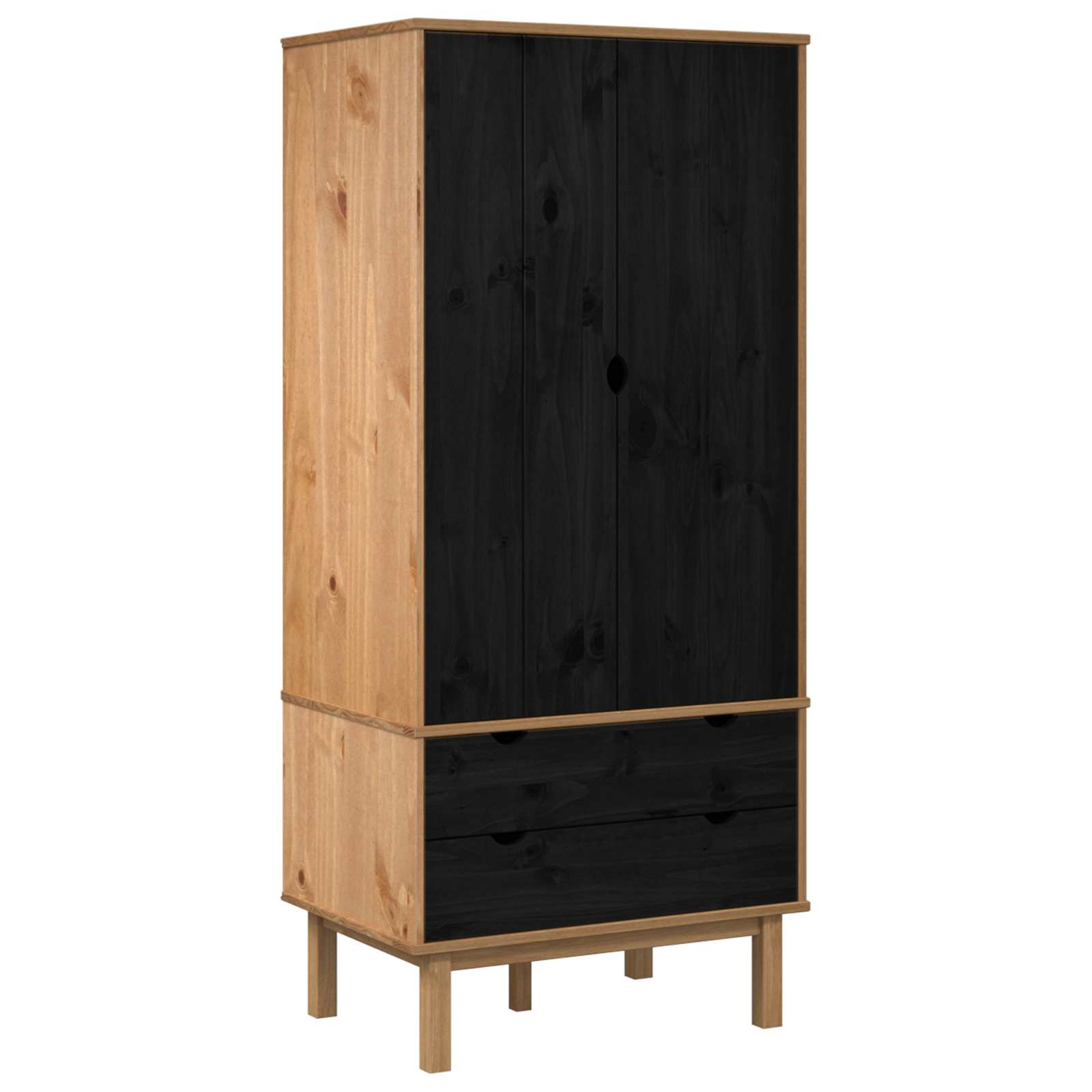 Ormarić s vratima OTTA Crna 76,5 x 53 x 172 cm Masivna borovina