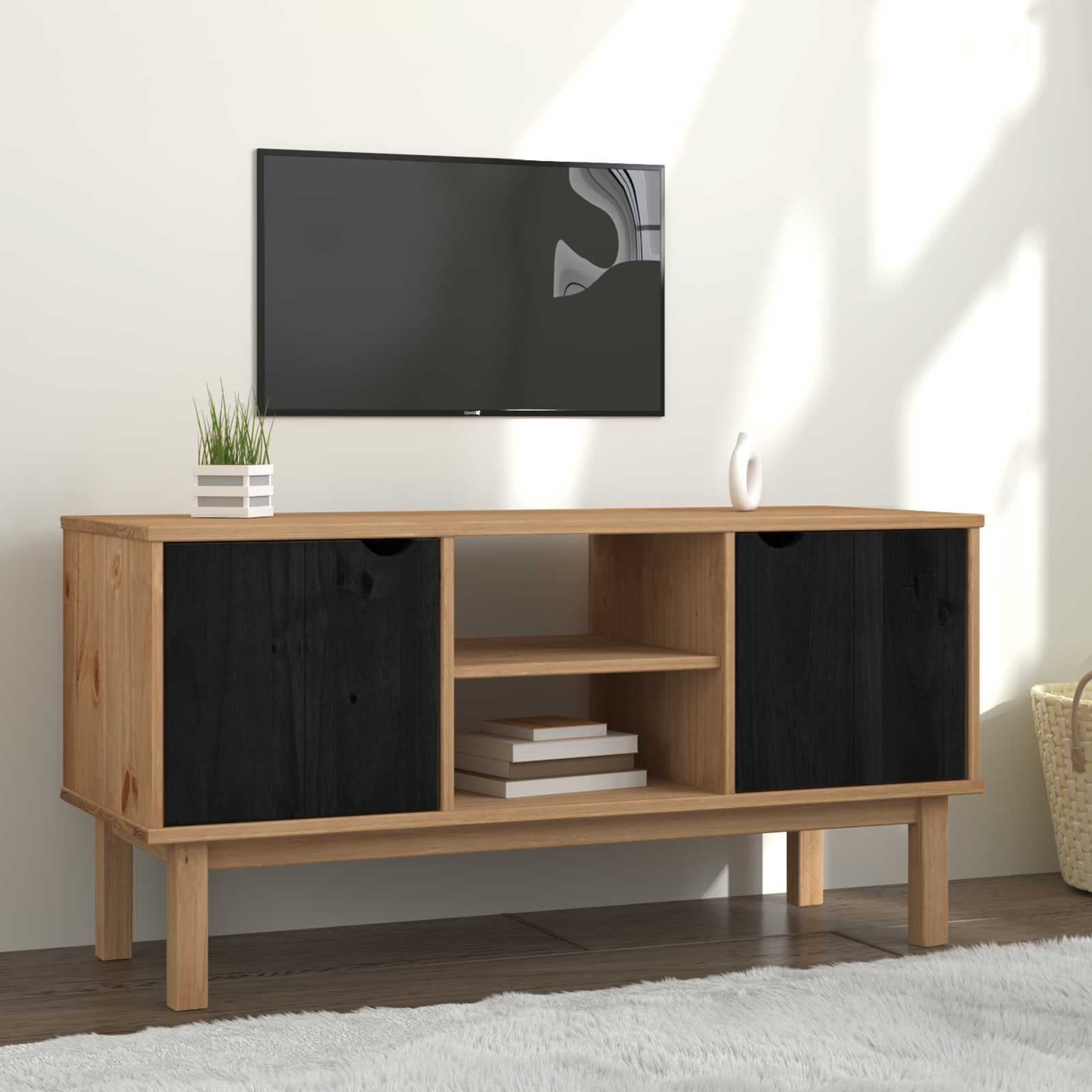 TV stalak OTTA 113,5 x 43 x 57 cm Crna Masivna borovina