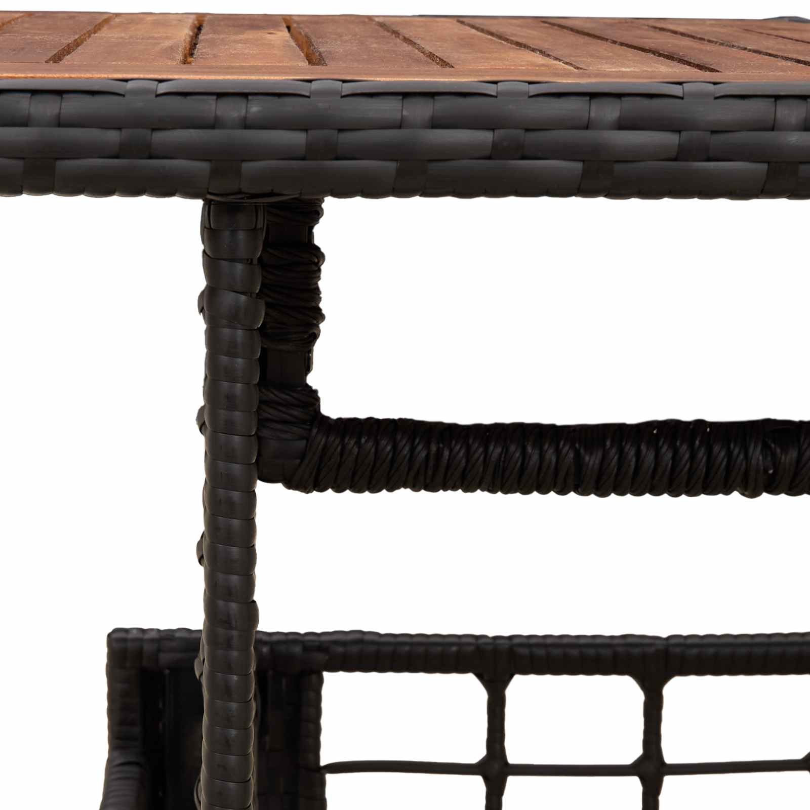 Stol za vrt Crna i prirodna 100 x 55 x 37 cm PE Rattan i Staklo