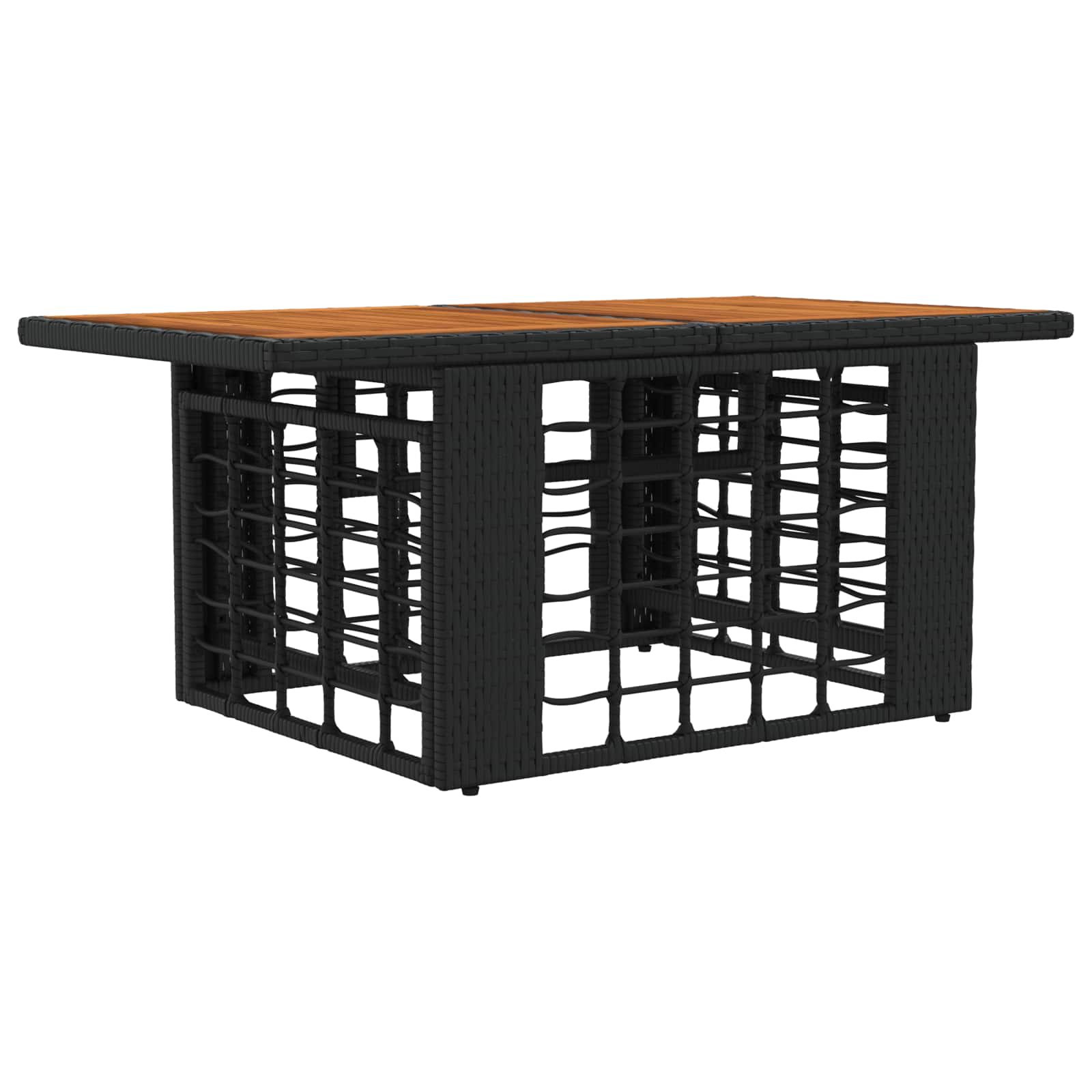 Stol za vrt Crna i prirodna 100 x 55 x 37 cm PE Rattan i Staklo