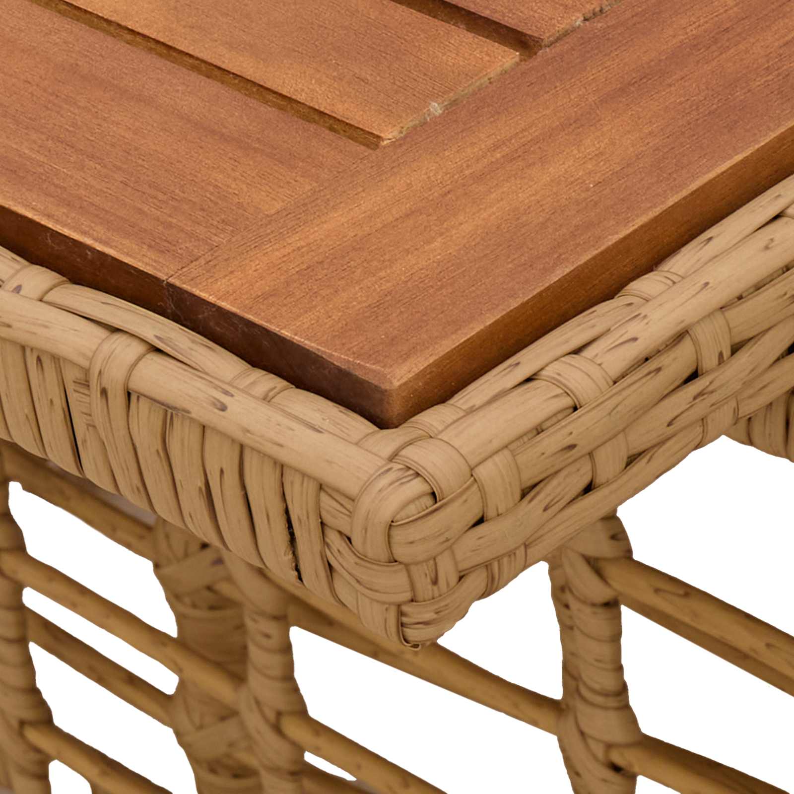 Stol za vrt Prirodna 100 x 55 x 37 cm PE Rattan i Staklo