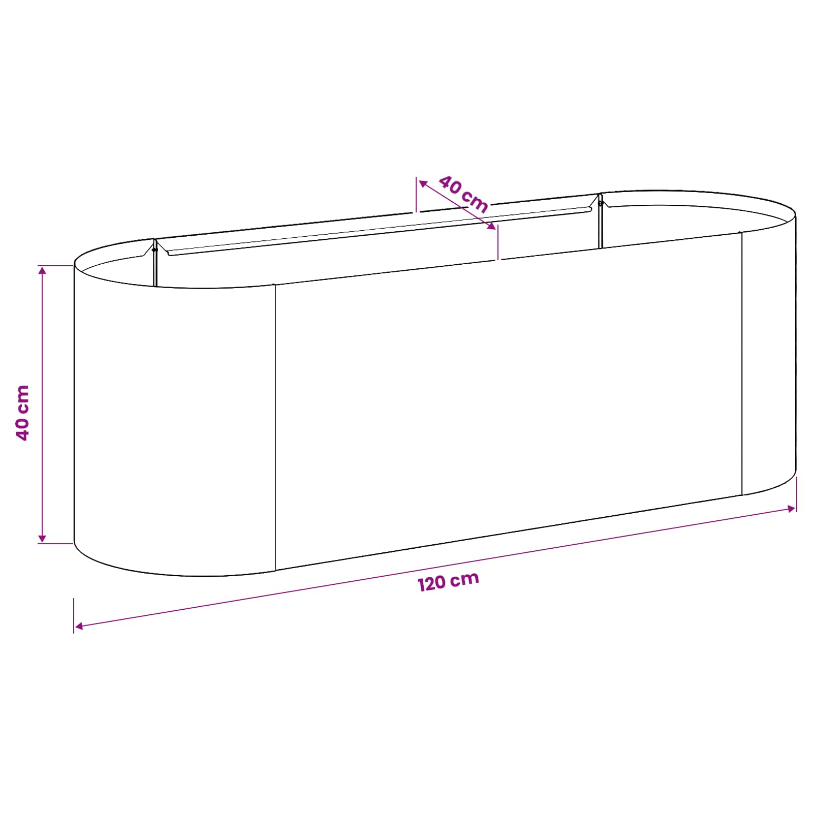 Povišeni vrtni krevet Crna 120 x 40 x 40 cm Čelik