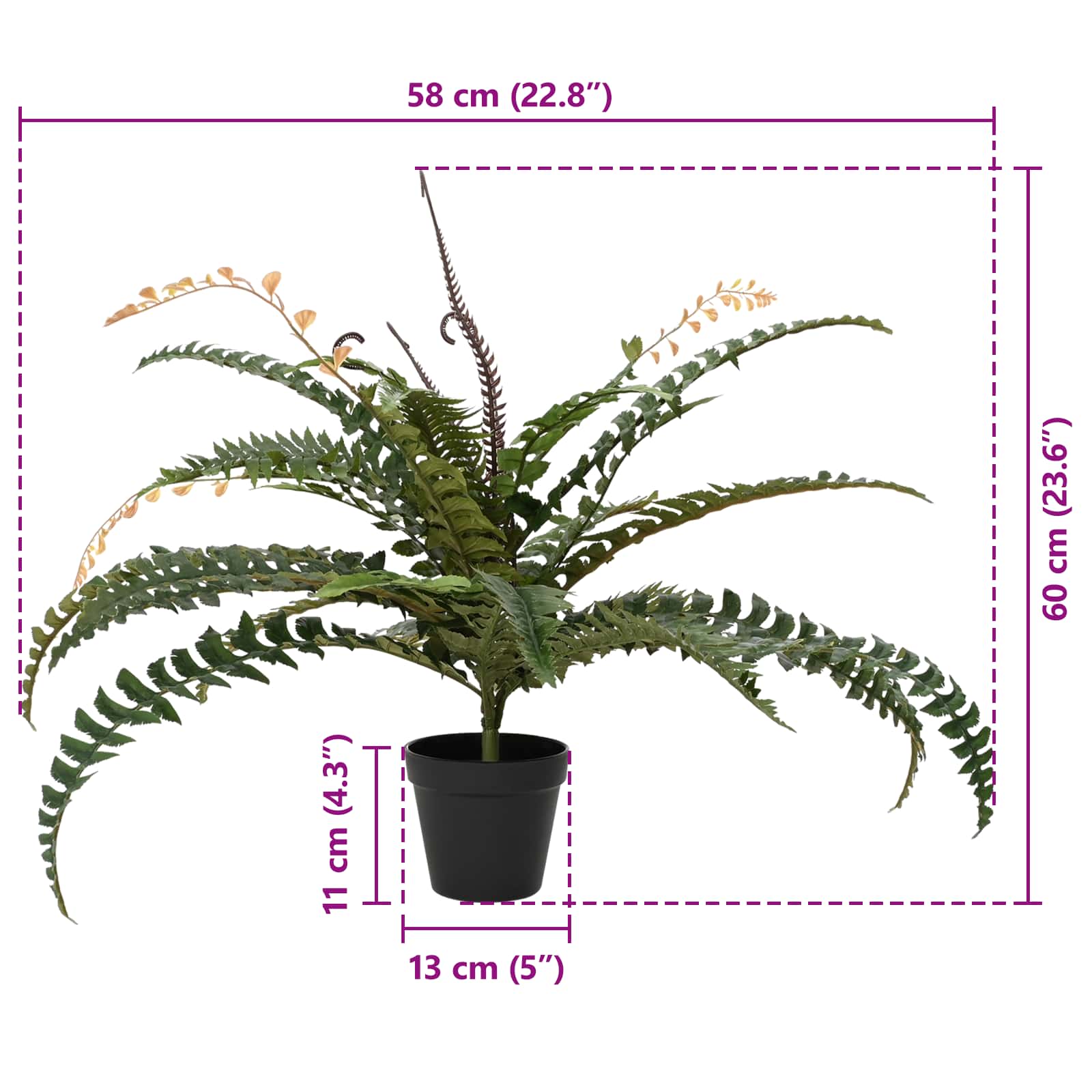 Umjetna paprat drvo Zelena 58 x 13 x 60 cm Tkanina i PE