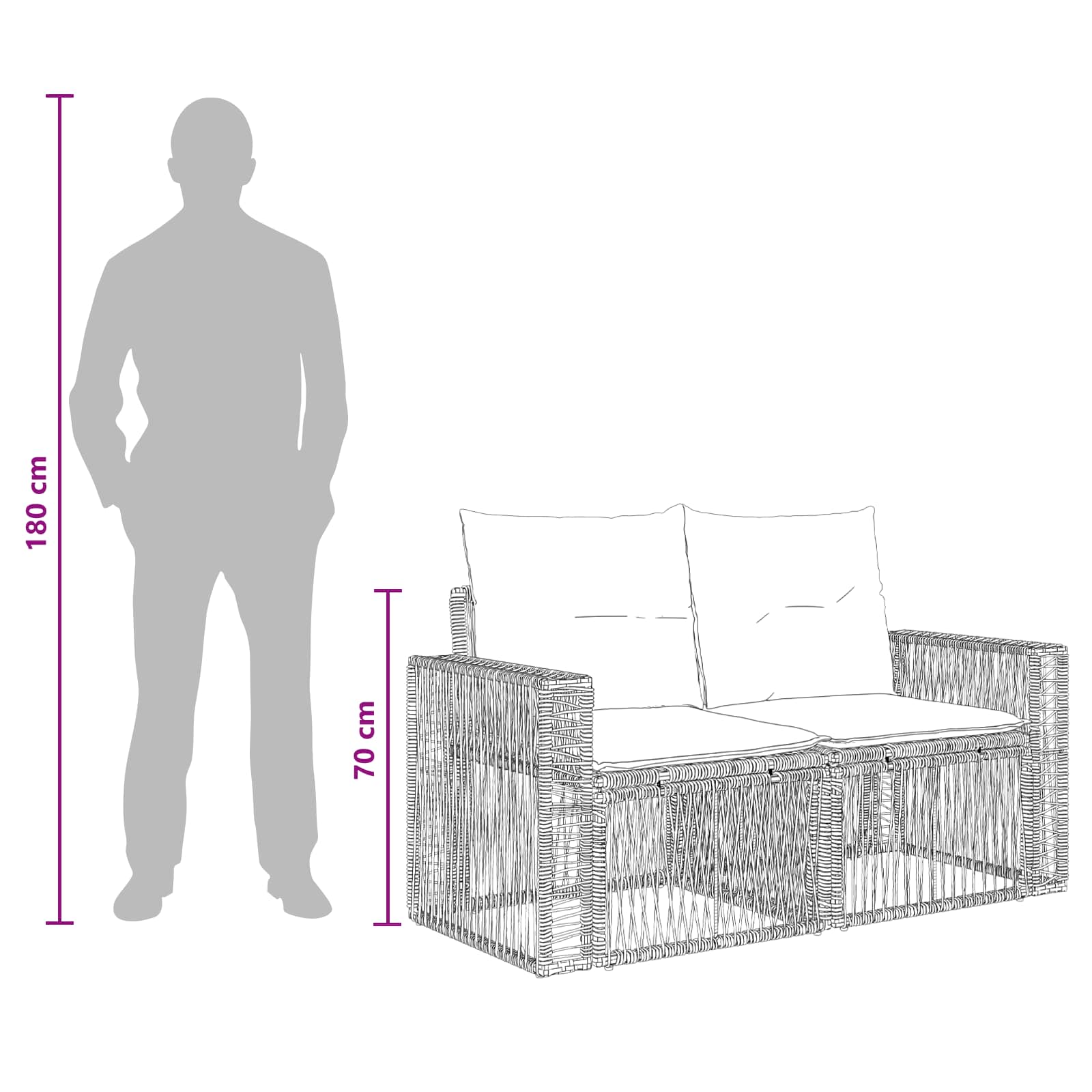 Sjedeća garnitura za vrt 7 pcs Crna i krem-bijela poliratan