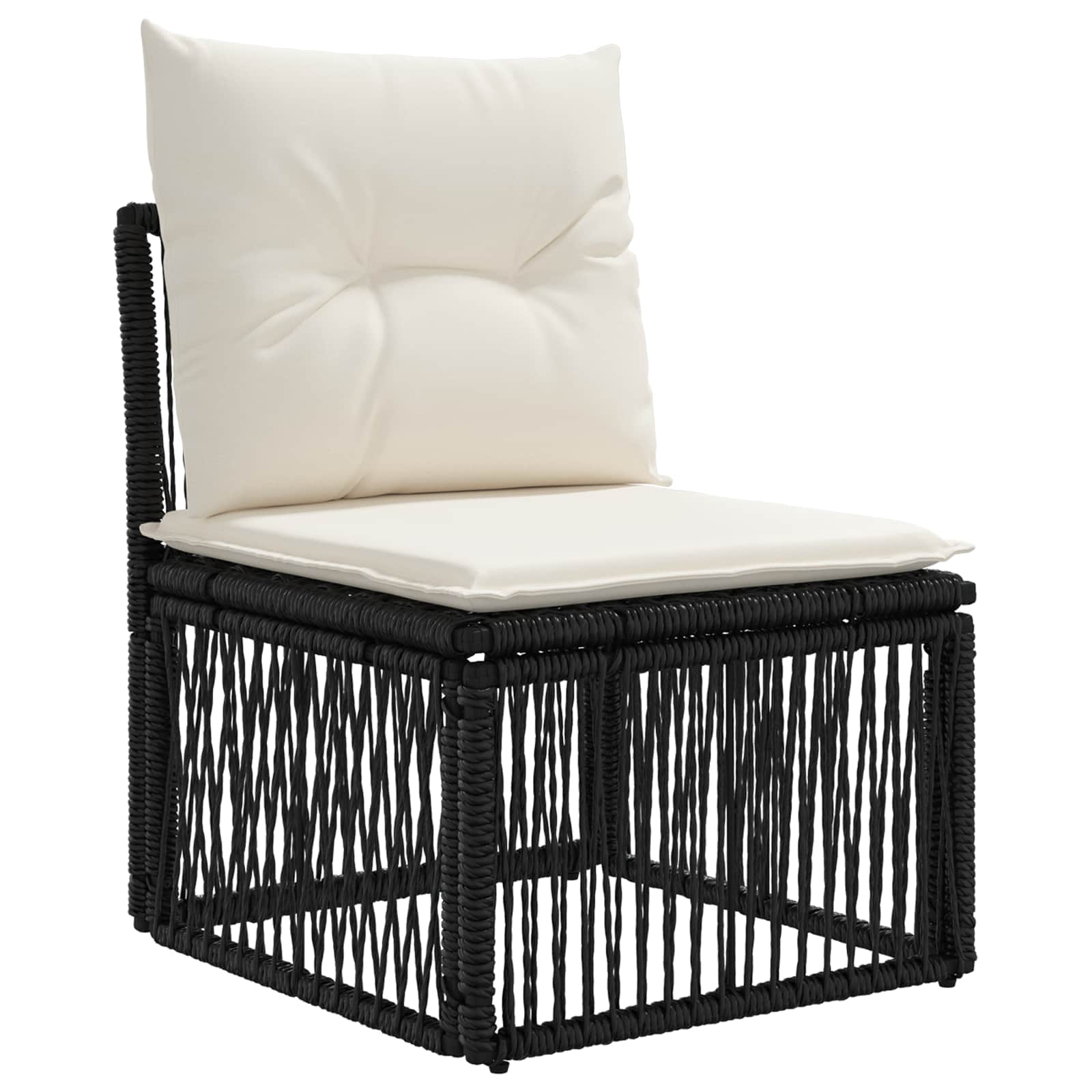 Sjedeća garnitura za vrt 14 pcs Crna i krem-bijela poliratan