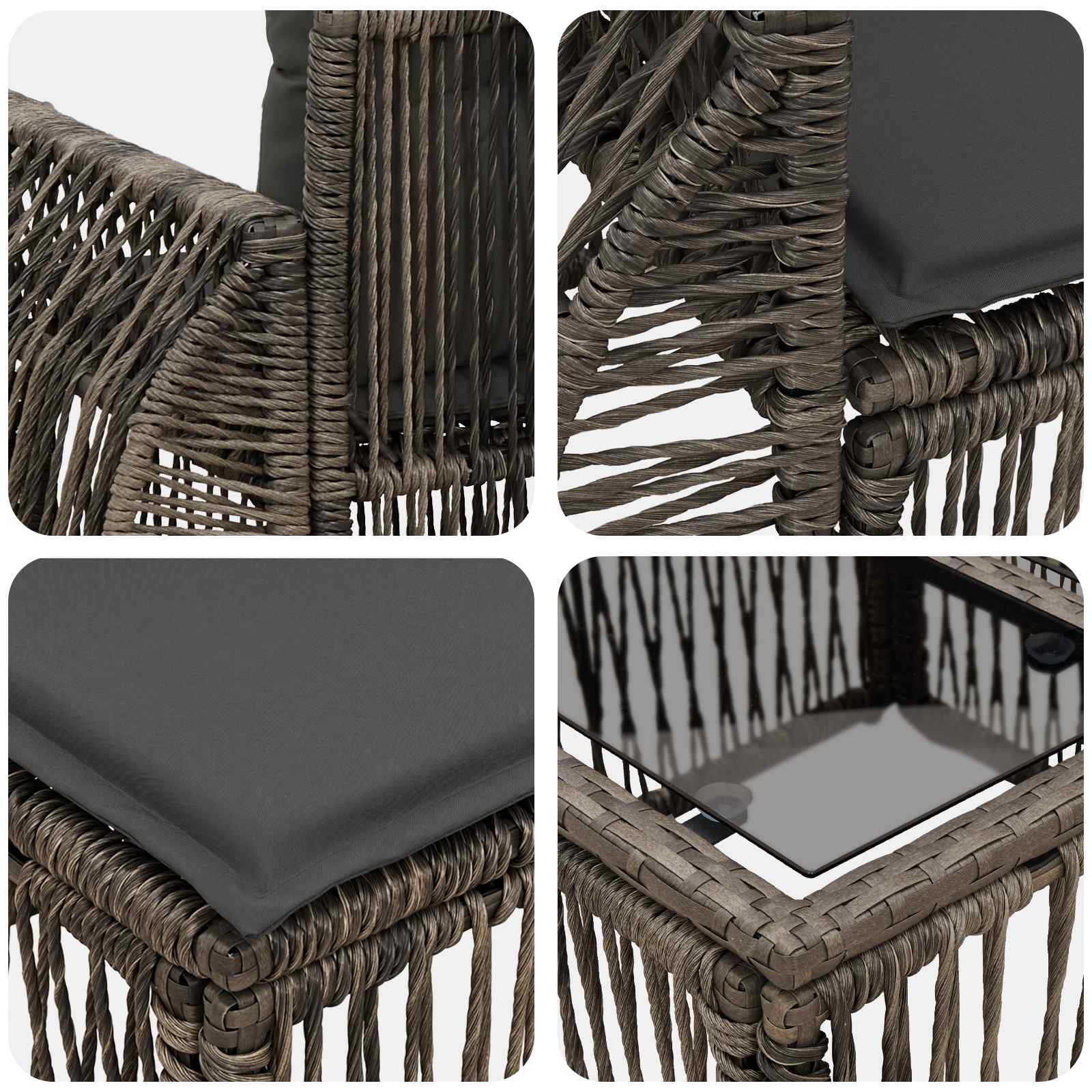 Sjedeća garnitura za vrt 11 pcs Siva i tamno siva poliratan