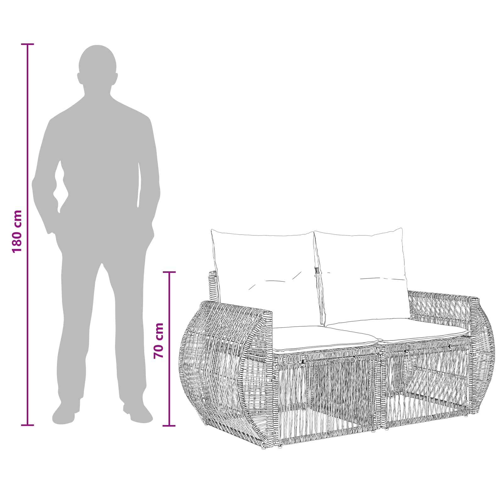 Sjedeća garnitura za vrt 9 pcs Siva i tamno siva poliratan