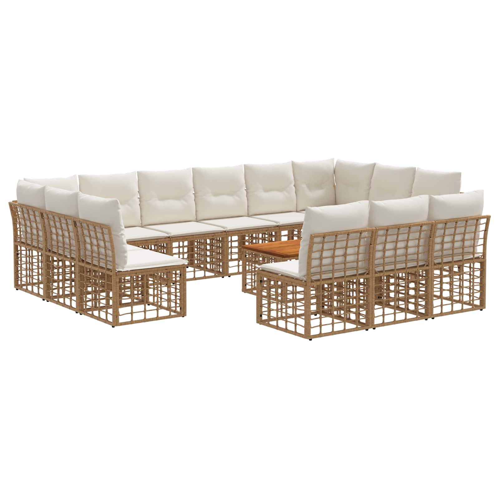 Set vanjskih sofa 14 pcs Prirodna i krema bijela Poliester