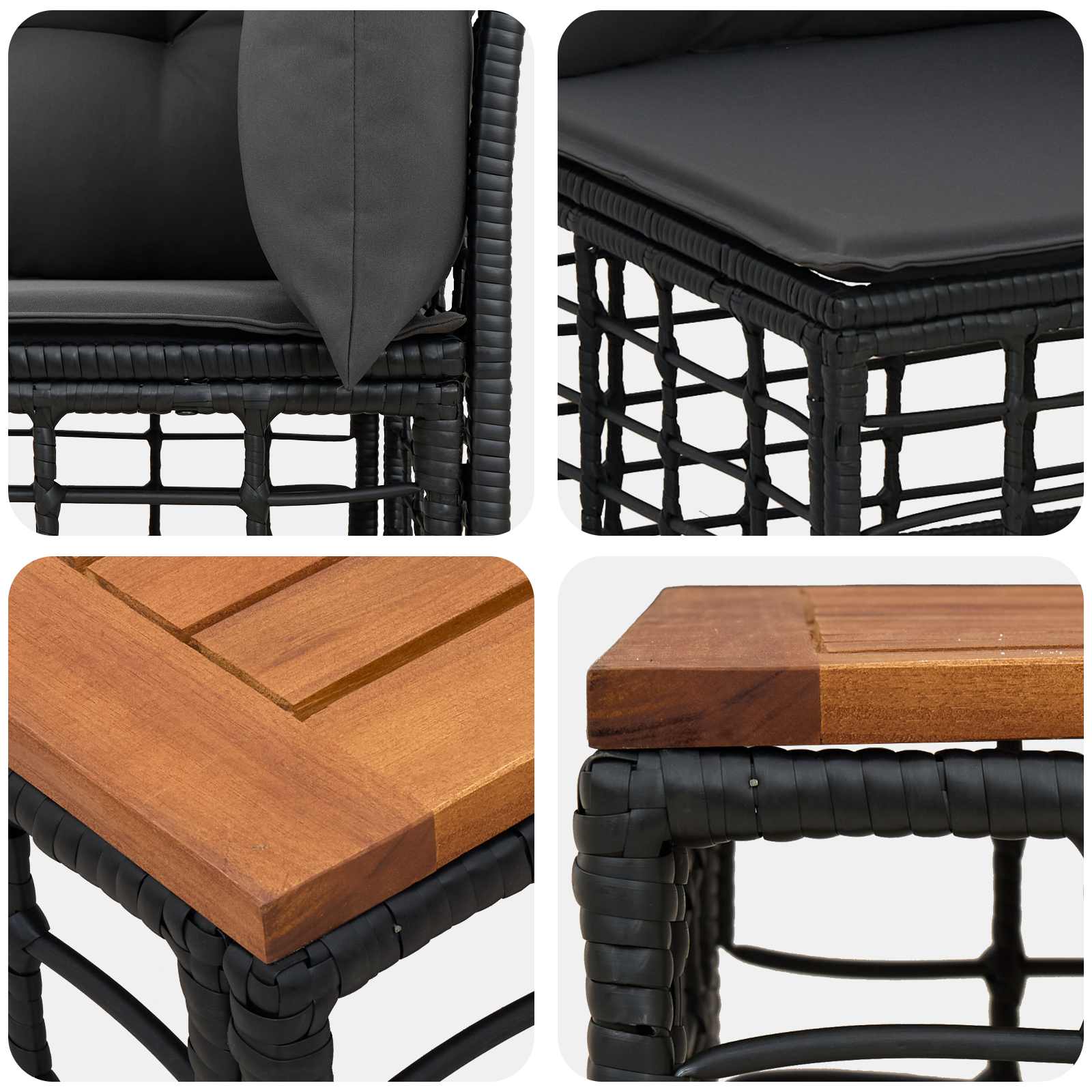 Set vanjskih sofa 14 pcs Crna i tamno siva Poliester