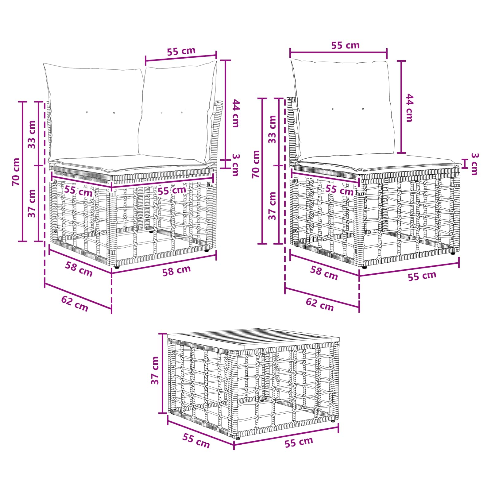 Set vanjskih sofa 14 pcs Prirodna i krema bijela Poliester
