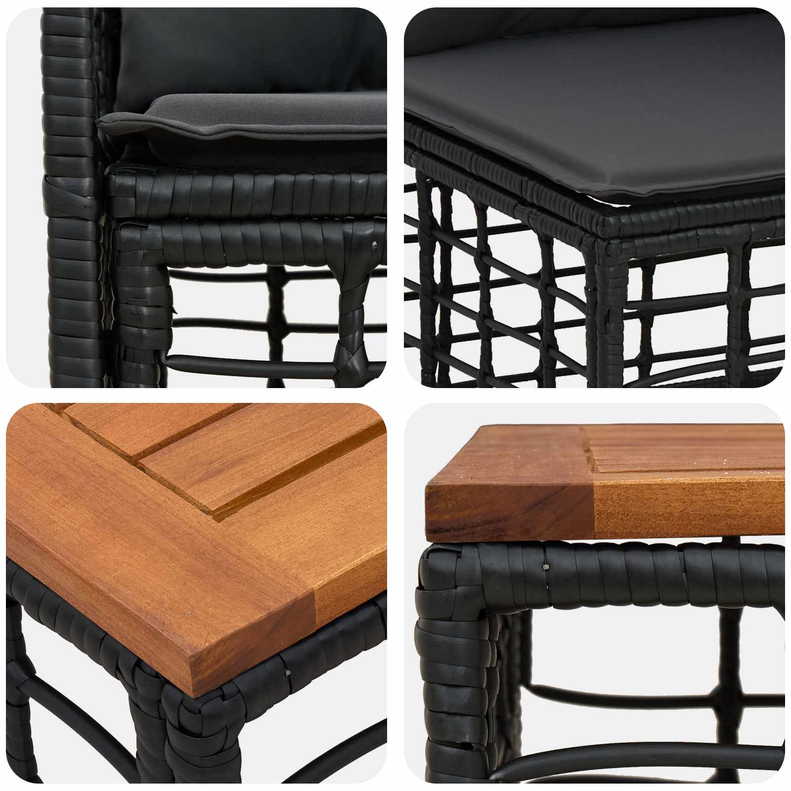 Set vanjskih sofa 9 pcs Crna i tamno siva poliratan