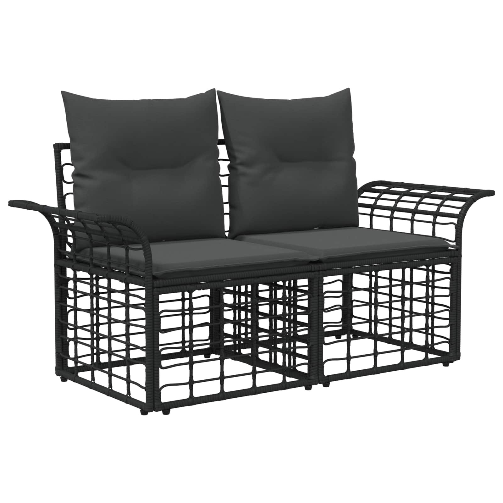 Set vanjskih sofa 9 pcs Crna i tamno siva poliratan