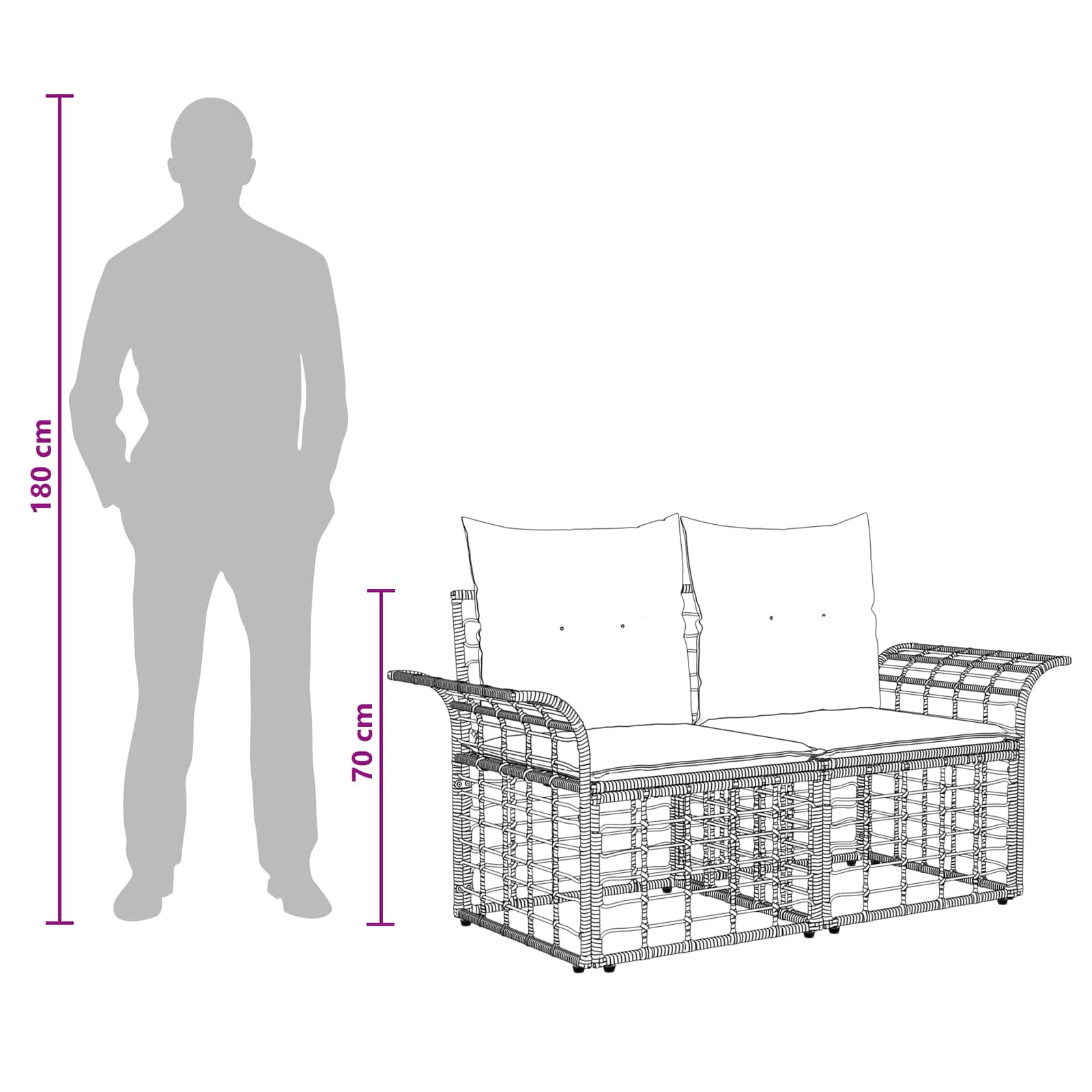 Set vanjskih sofa 9 pcs Crna i tamno siva poliratan