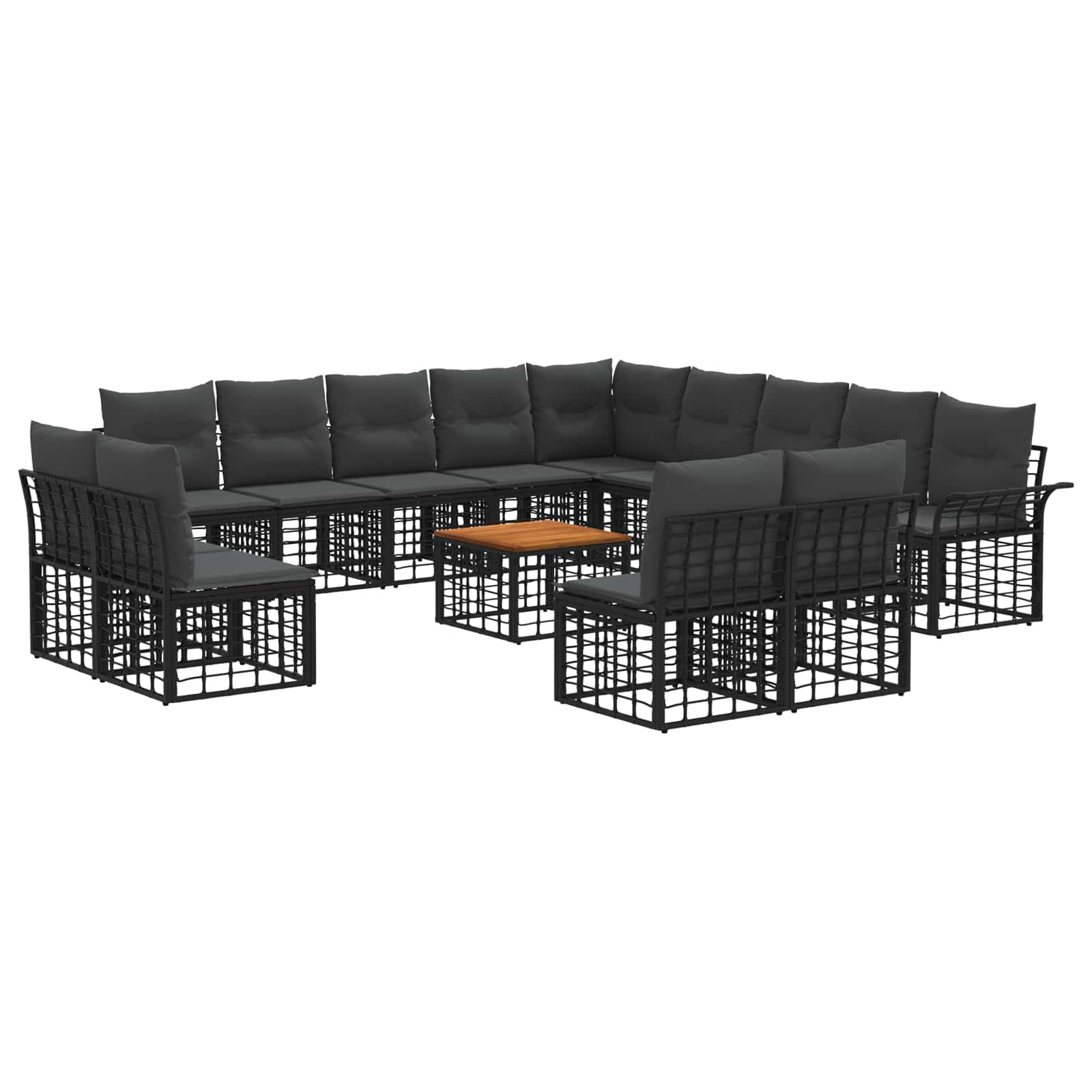 Set vanjskih sofa 14 pcs Crna i tamno siva Poliester