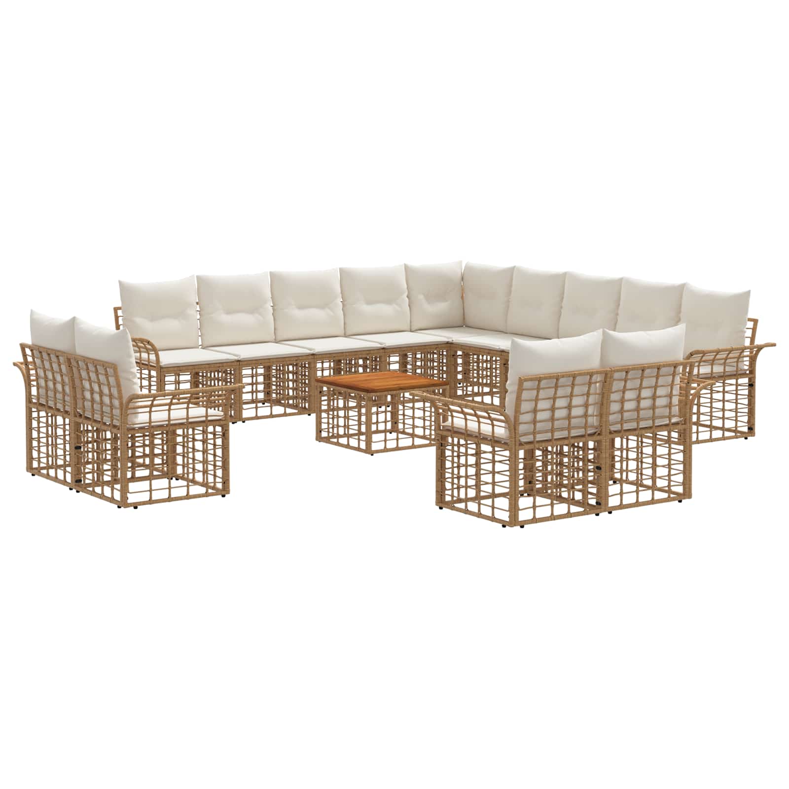 Set vanjskih sofa 14 pcs Prirodna i krema bijela Poliester