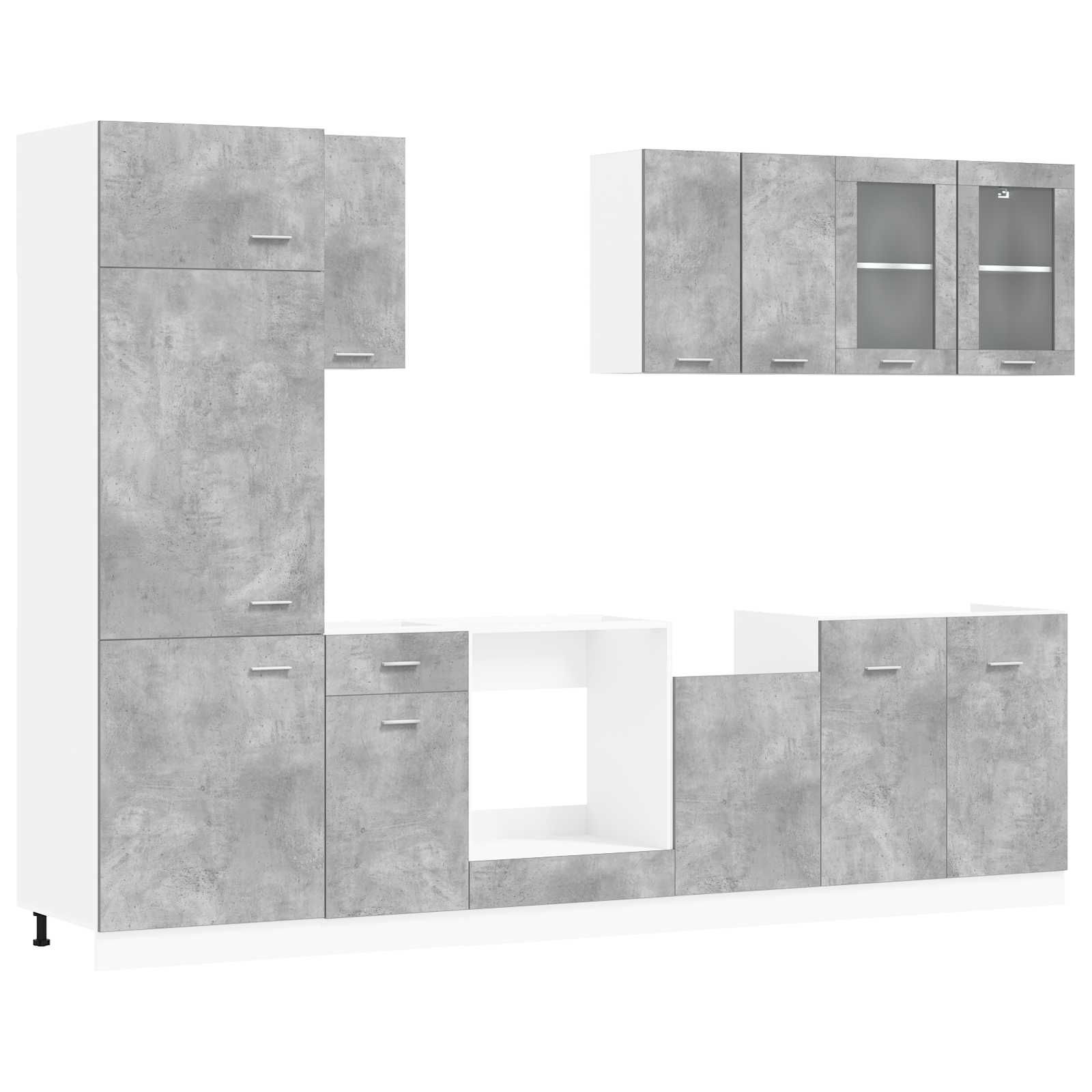 Kuhinjska jedinica Lyon 8 pcs Betonska siva Konstruirano drvo