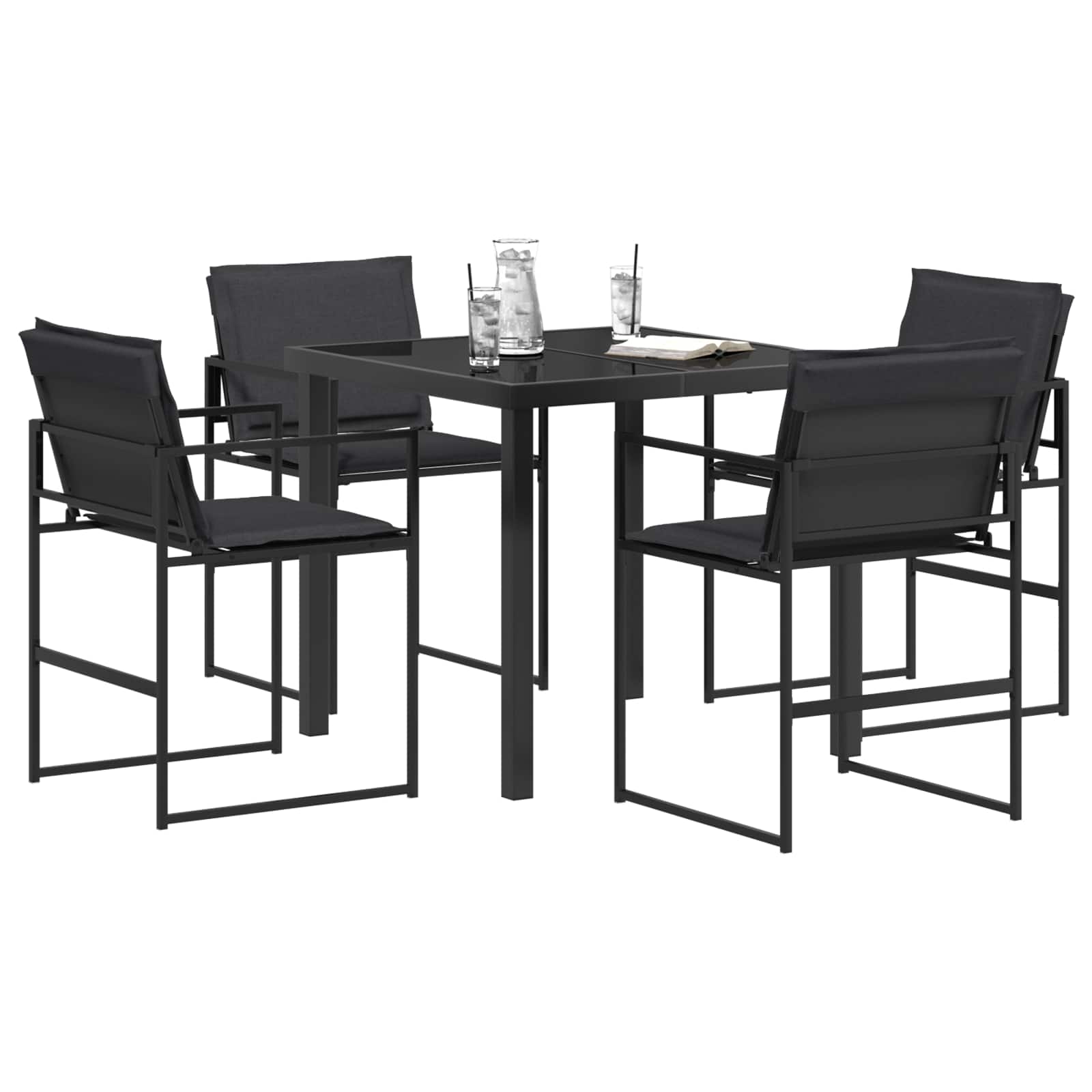 Vrtni set za objed 5 pcs Crna i tamno siva 80 x 80 x 73 cm