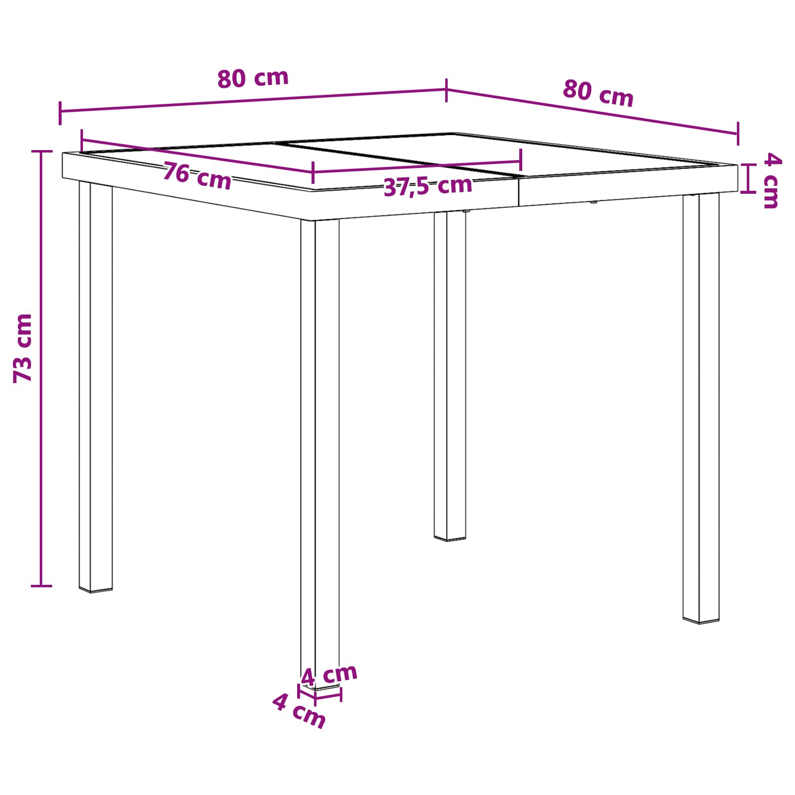 Vrtni set za objed 5 pcs Crna i tamno siva 80 x 80 x 73 cm