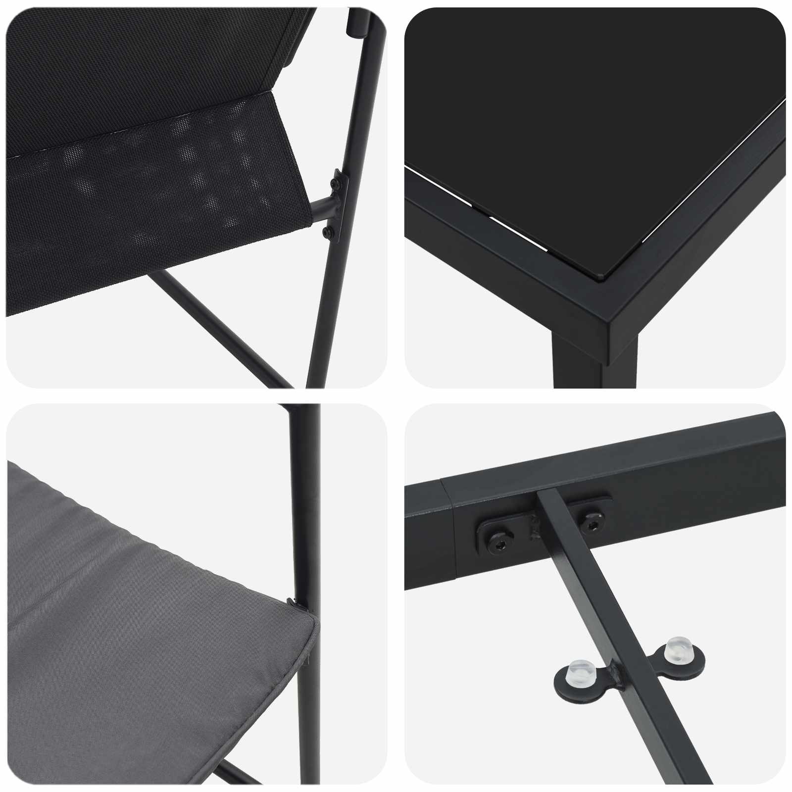 Vrtni set za objed 5 pcs Crna i antracit 80 x 80 x 73 cm