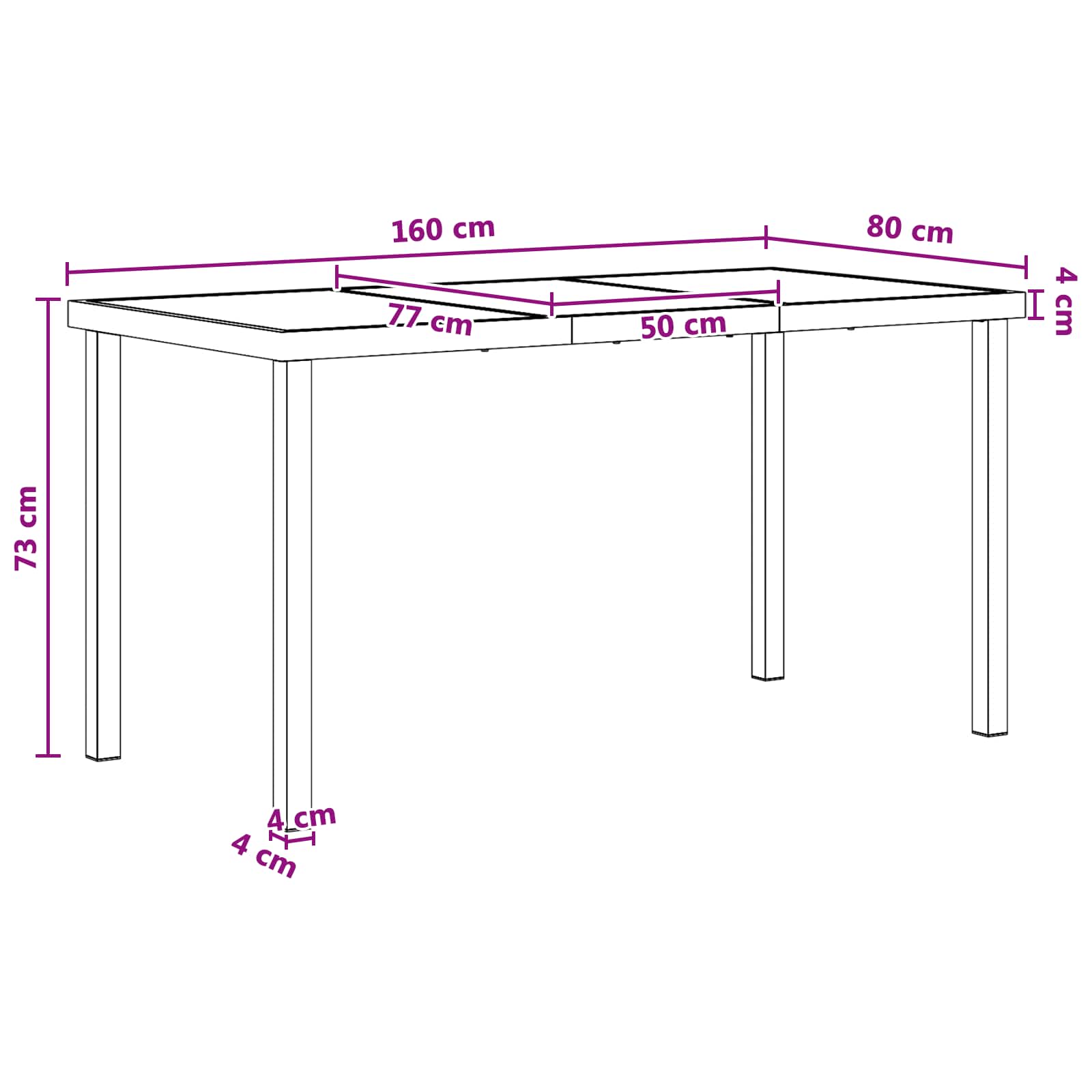 Vrtni set za objed 9 pcs Crna i antracit 160 x 80 x 73 cm