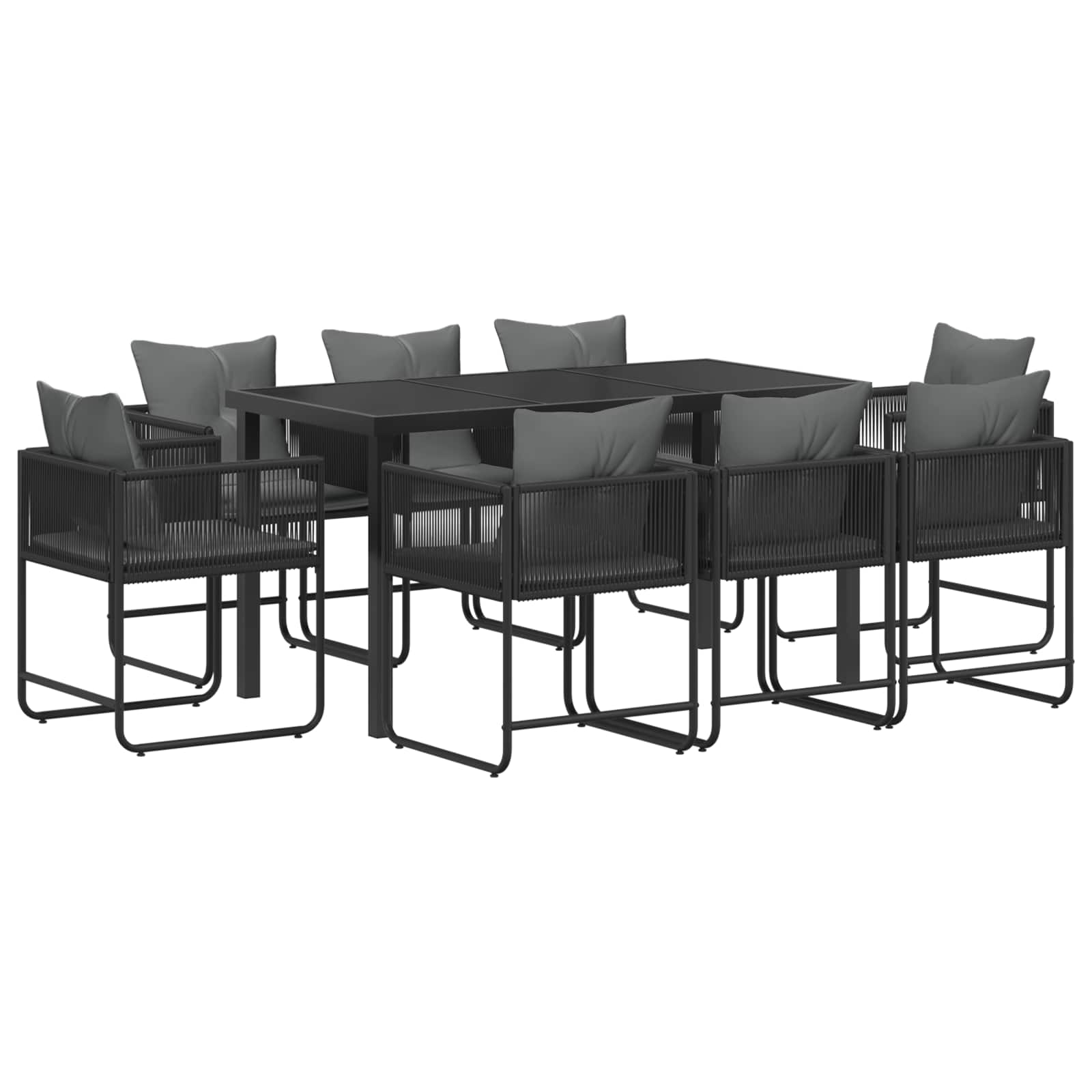 Vrtni set za objed 9 pcs Crna i antracit 160 x 80 x 73 cm