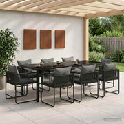 Vrtni set za objed 9 pcs Crna i antracit 200 x 80 x 73 cm