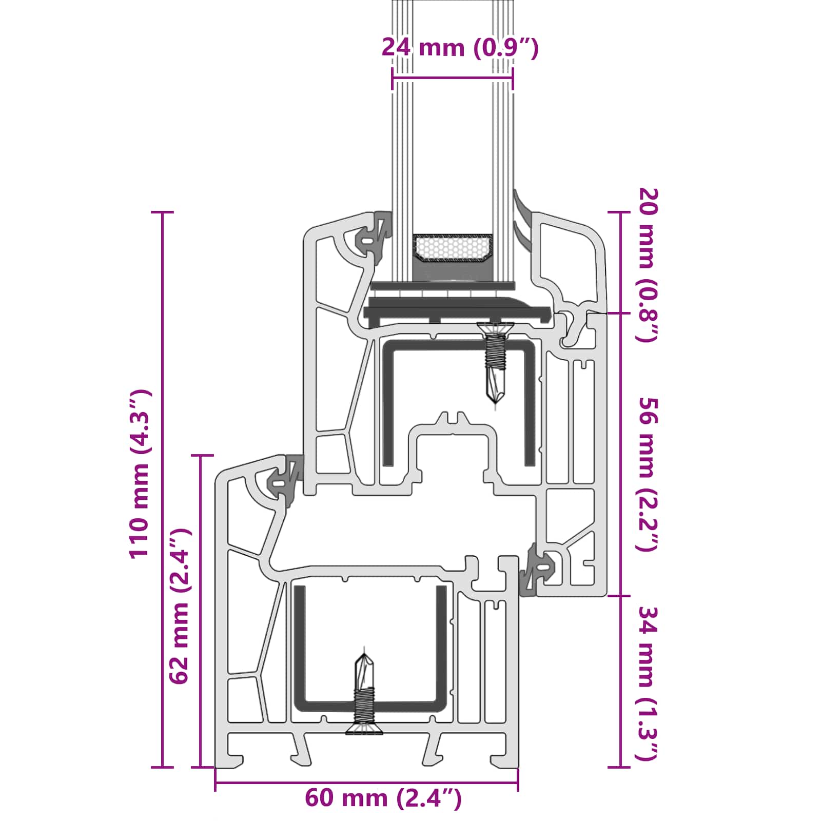 Prozor za podrum RISOR 90 x 70 cm PVC i staklo Bijela