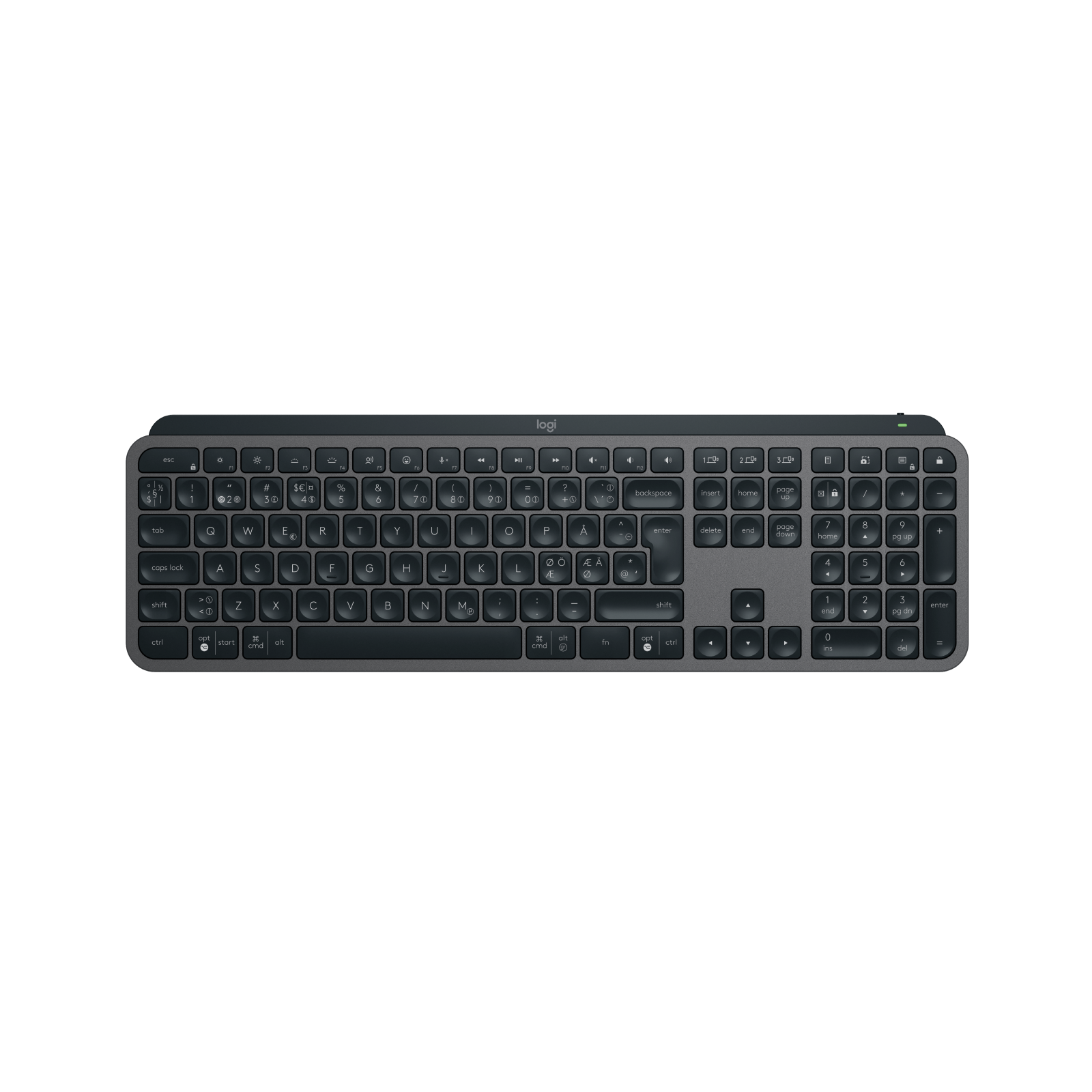 Logitech MX Keys S tipkovnica RF bežični + Bluetooth QWERTY Danski, Finski, Norveški, Švedski Grafit