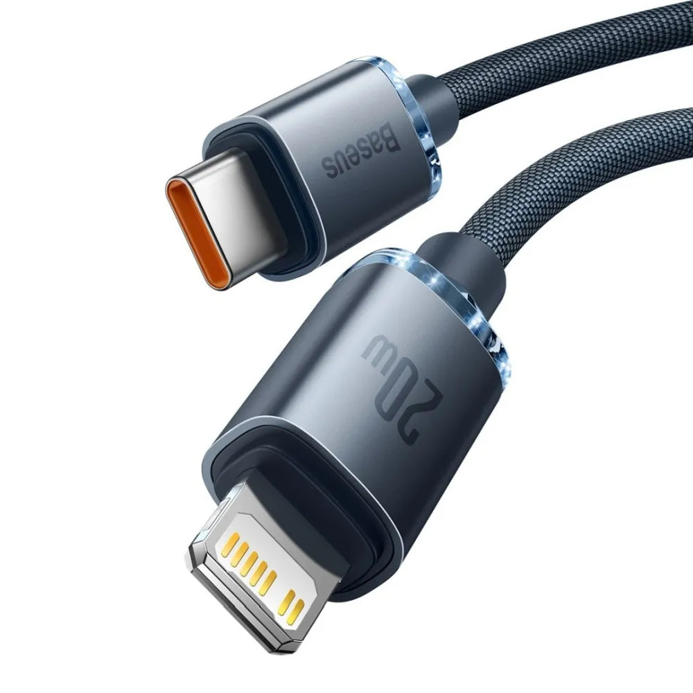 BASEUS kabel Type C za Apple Lightning 8-pinski PD20W Power Delivery Crystal Shine 2m crni