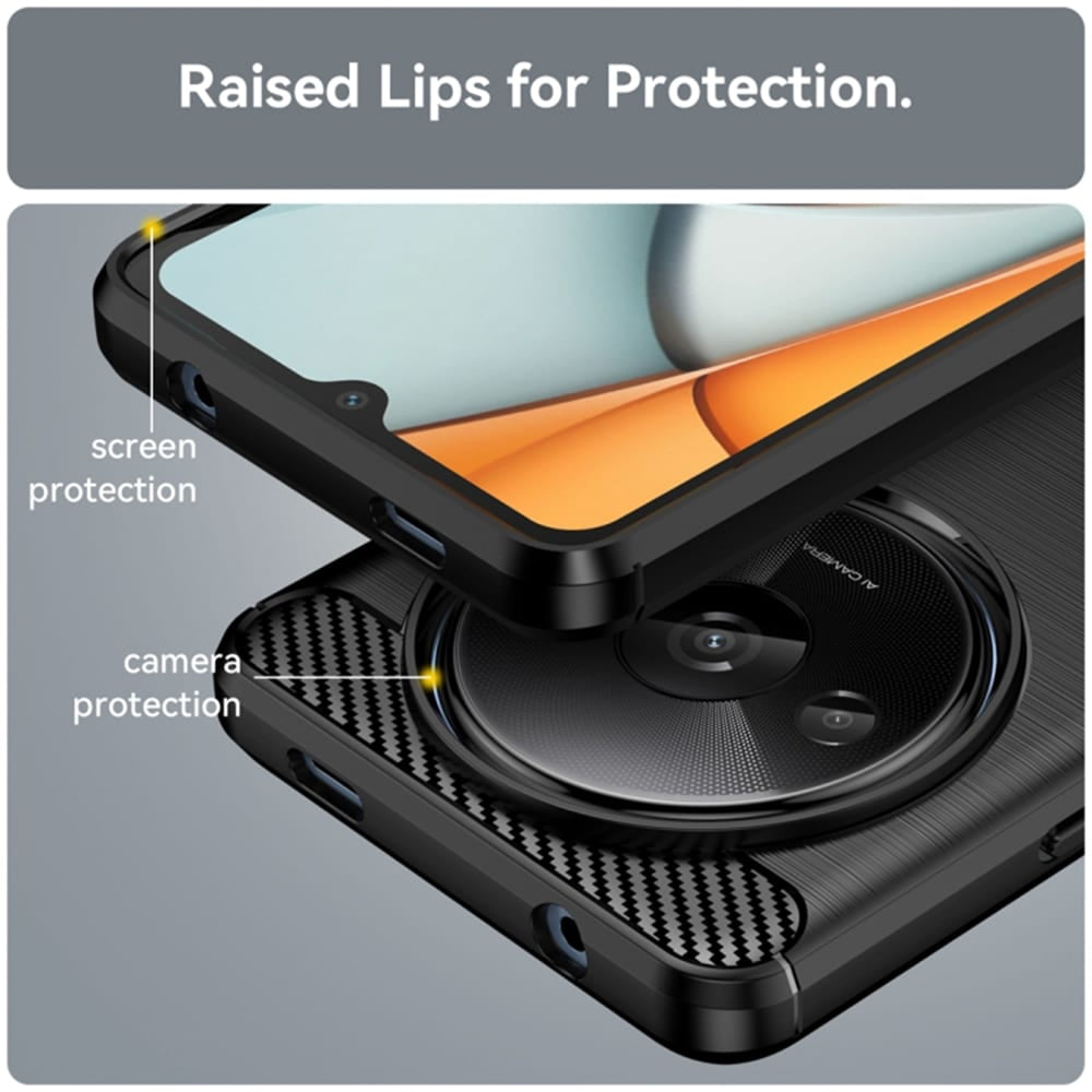 Techsuit Carbon Silicone maska za Xiaomi Redmi A3 – crna